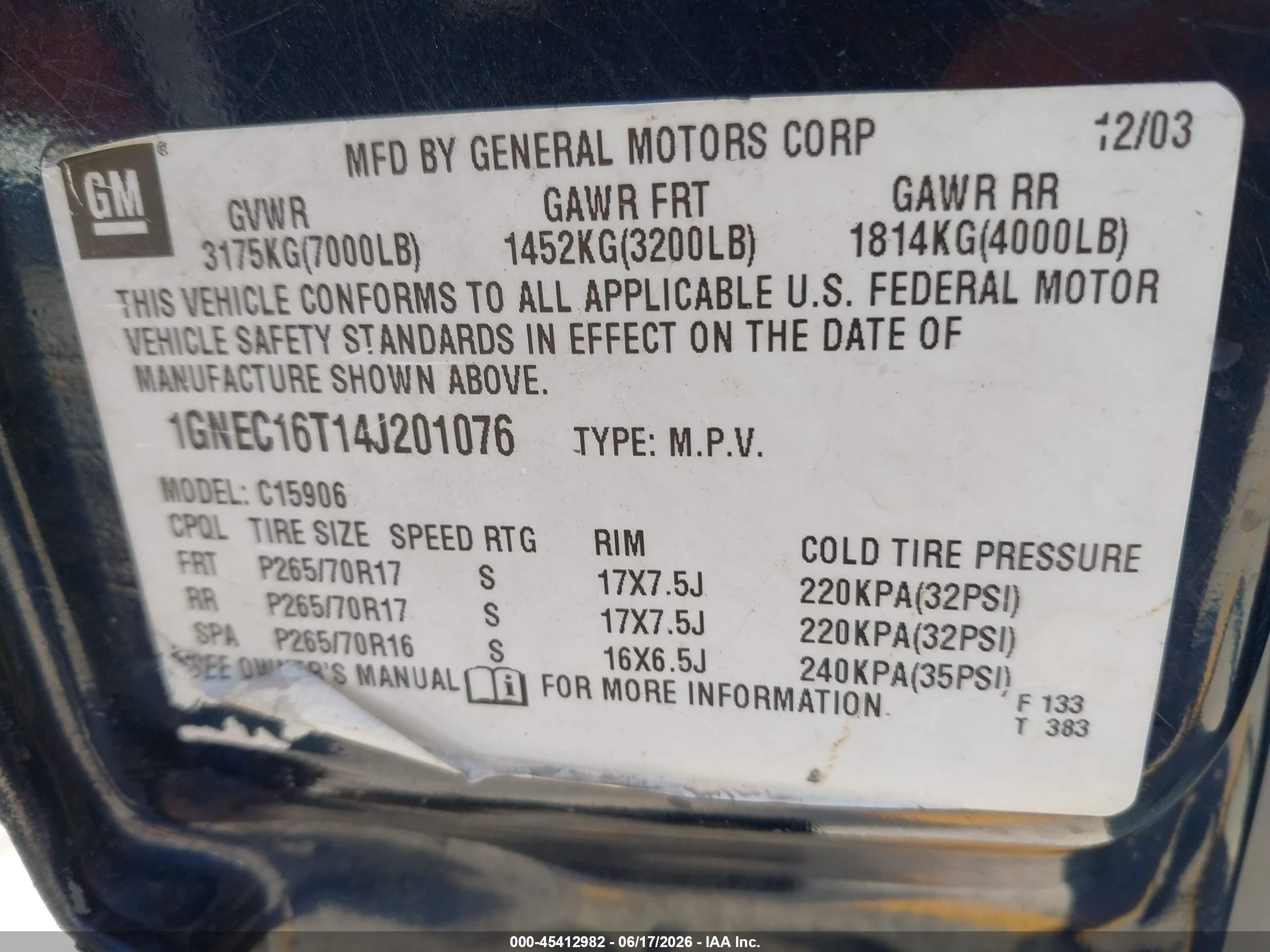 2004 Chevrolet Suburban 1500 Ls Dark Blue vin: 1GNEC16T14J201076
