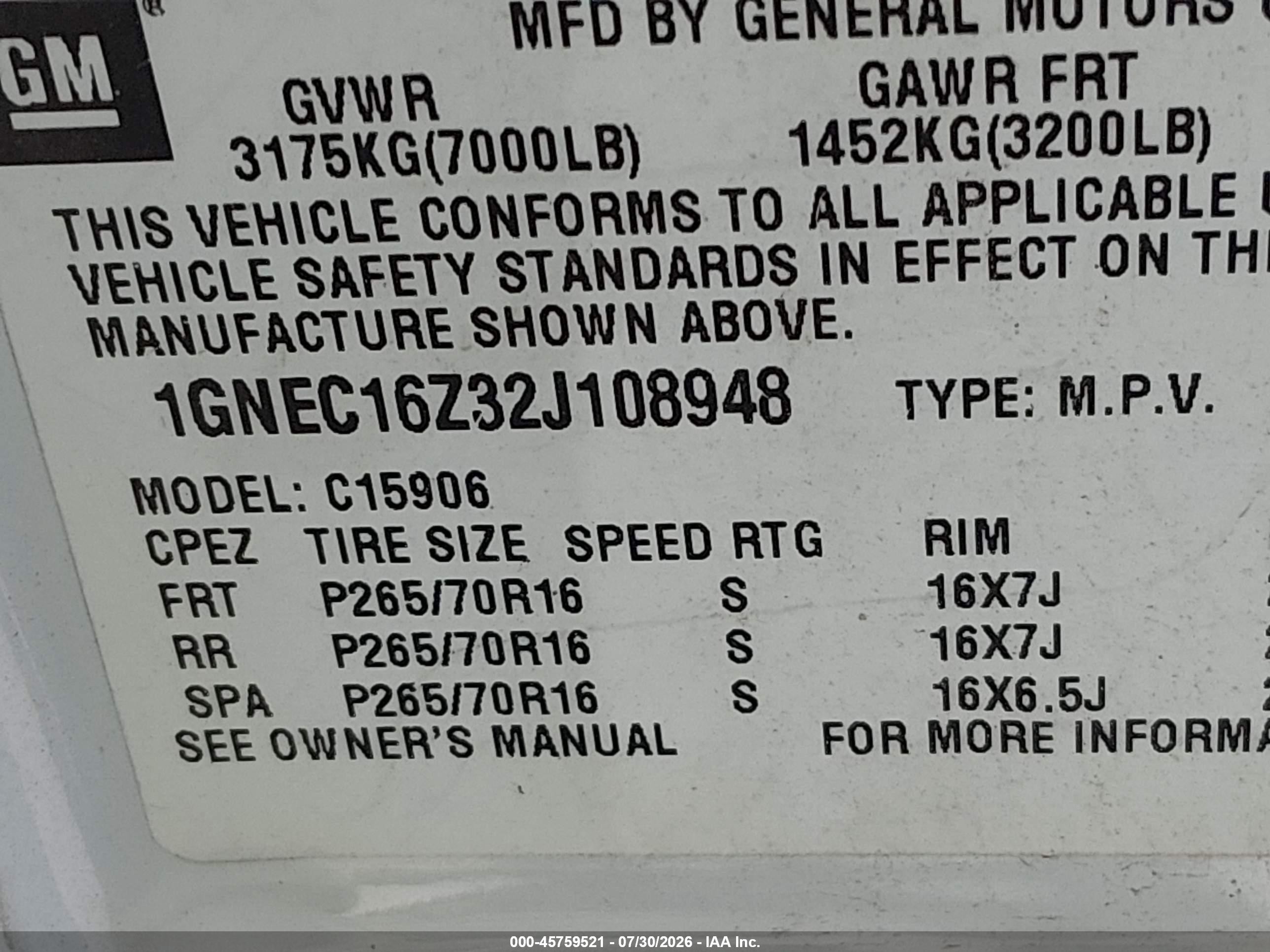 2002 Chevrolet Suburban 1500 Ls Белый vin: 1GNEC16Z32J108948