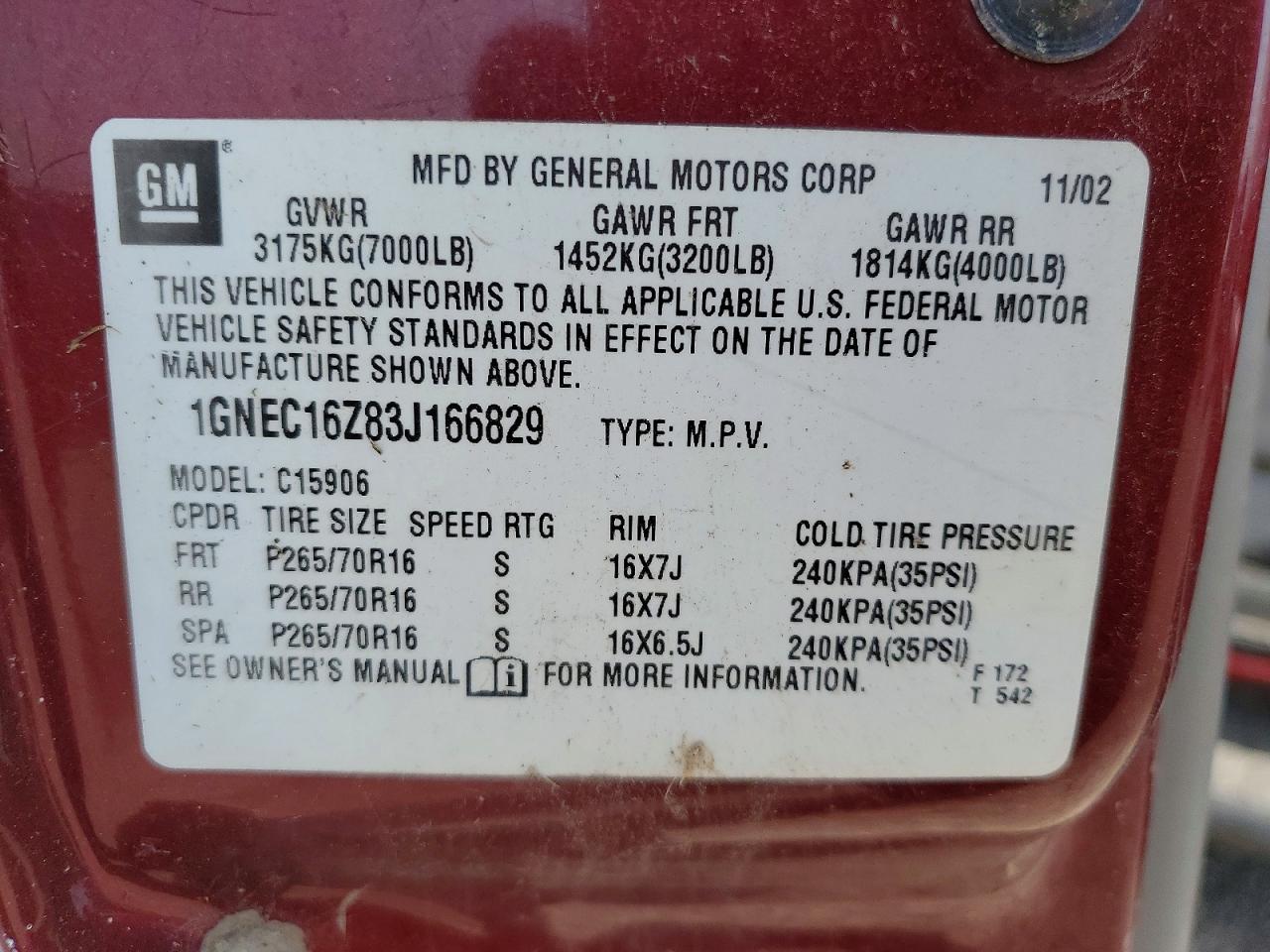 2003 Chevrolet Suburban Maroon vin: 1GNEC16Z83J166829