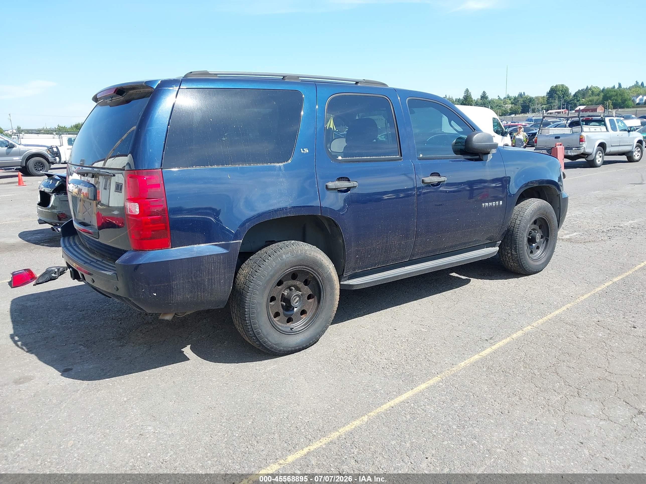 2007 Chevrolet Tahoe Ls Blue vin: 1GNEK13027R151923