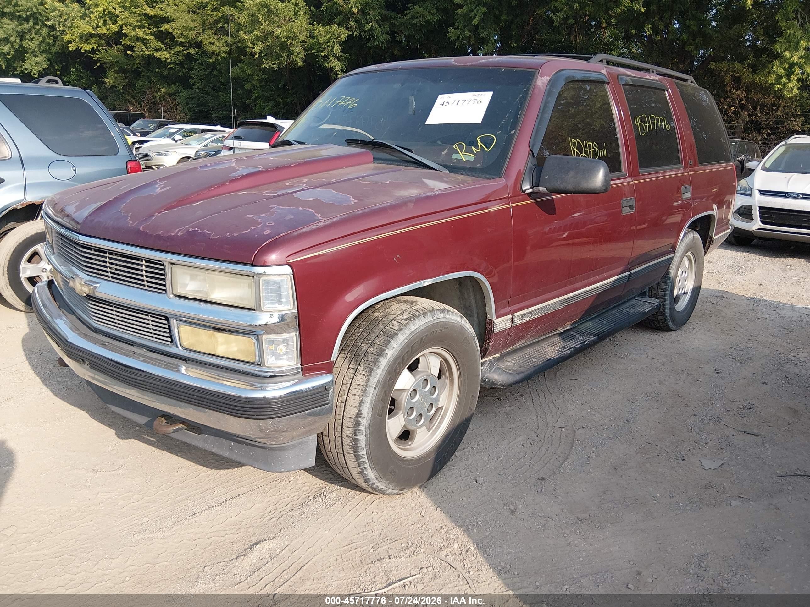 1999 Chevrolet Tahoe Ls Burgundy vin: 1GNEK13R0XJ315330