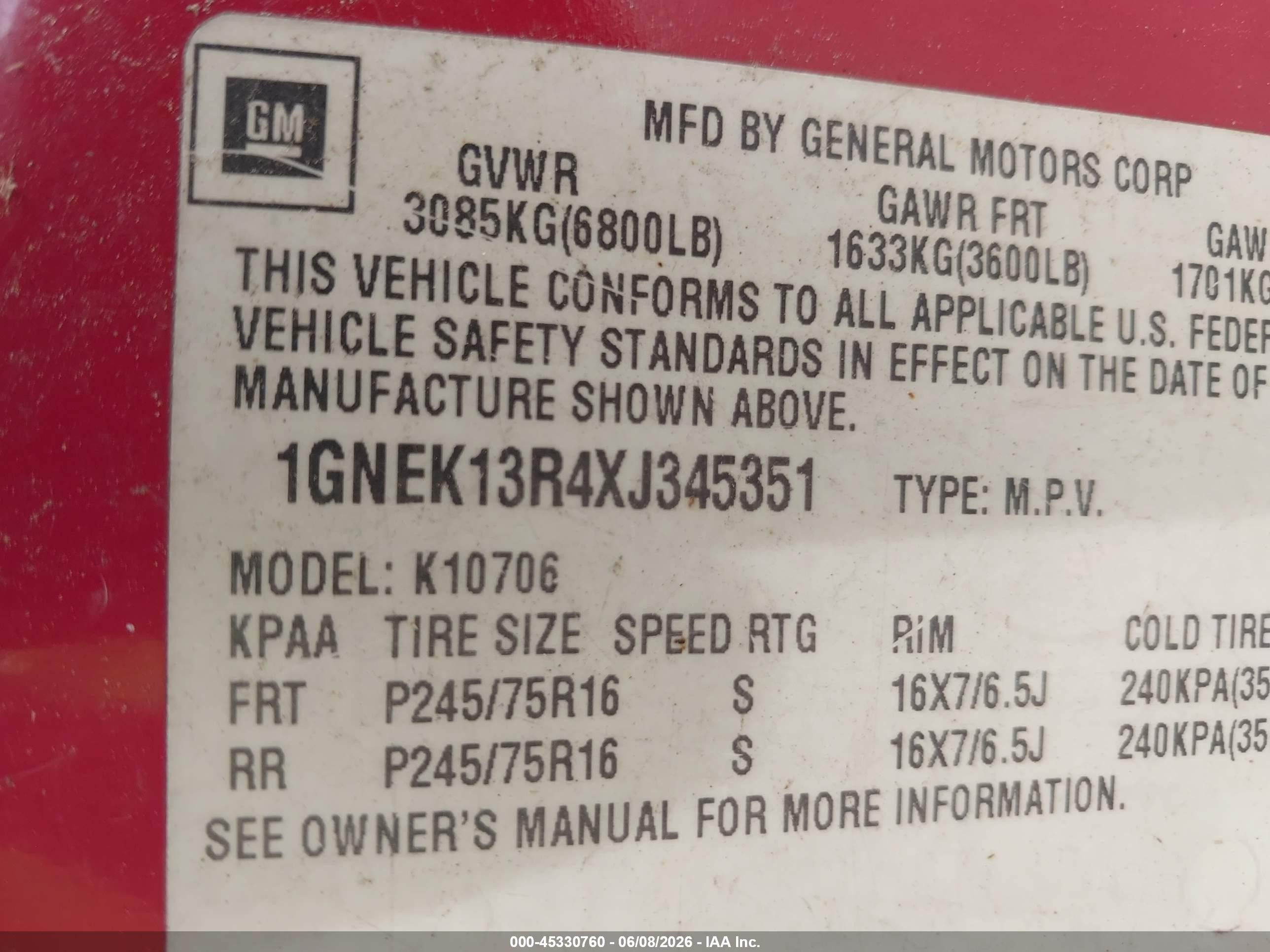 1999 Chevrolet Tahoe Ls Red vin: 1GNEK13R4XJ345351