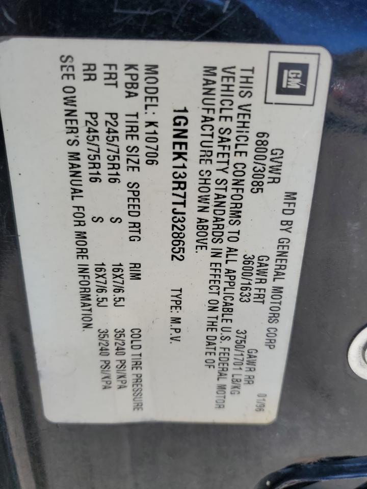 1996 Chevrolet Tahoe K1500 Black vin: 1GNEK13R7TJ328652