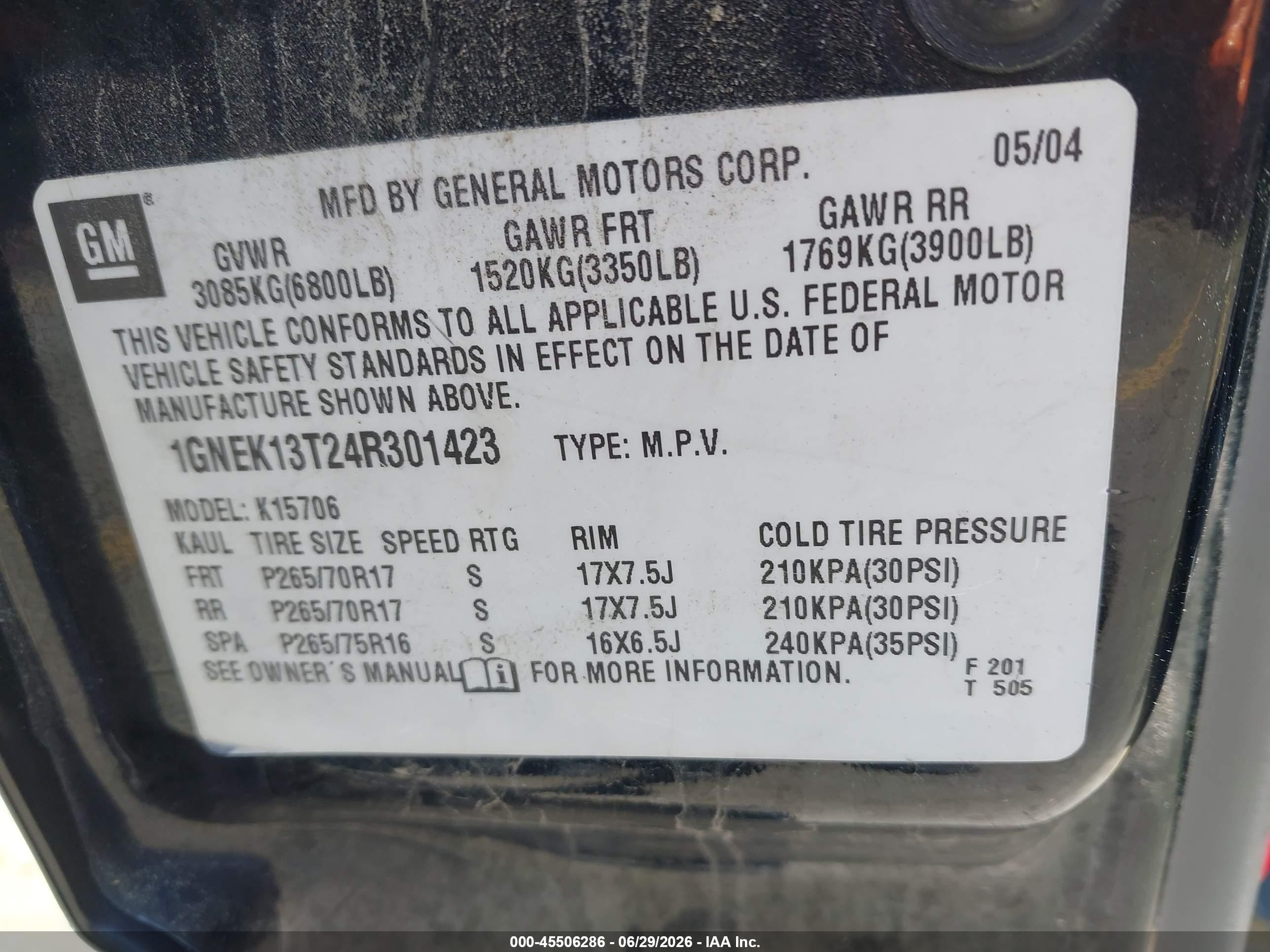 2004 Chevrolet Tahoe Z71 Black vin: 1GNEK13T24R301423