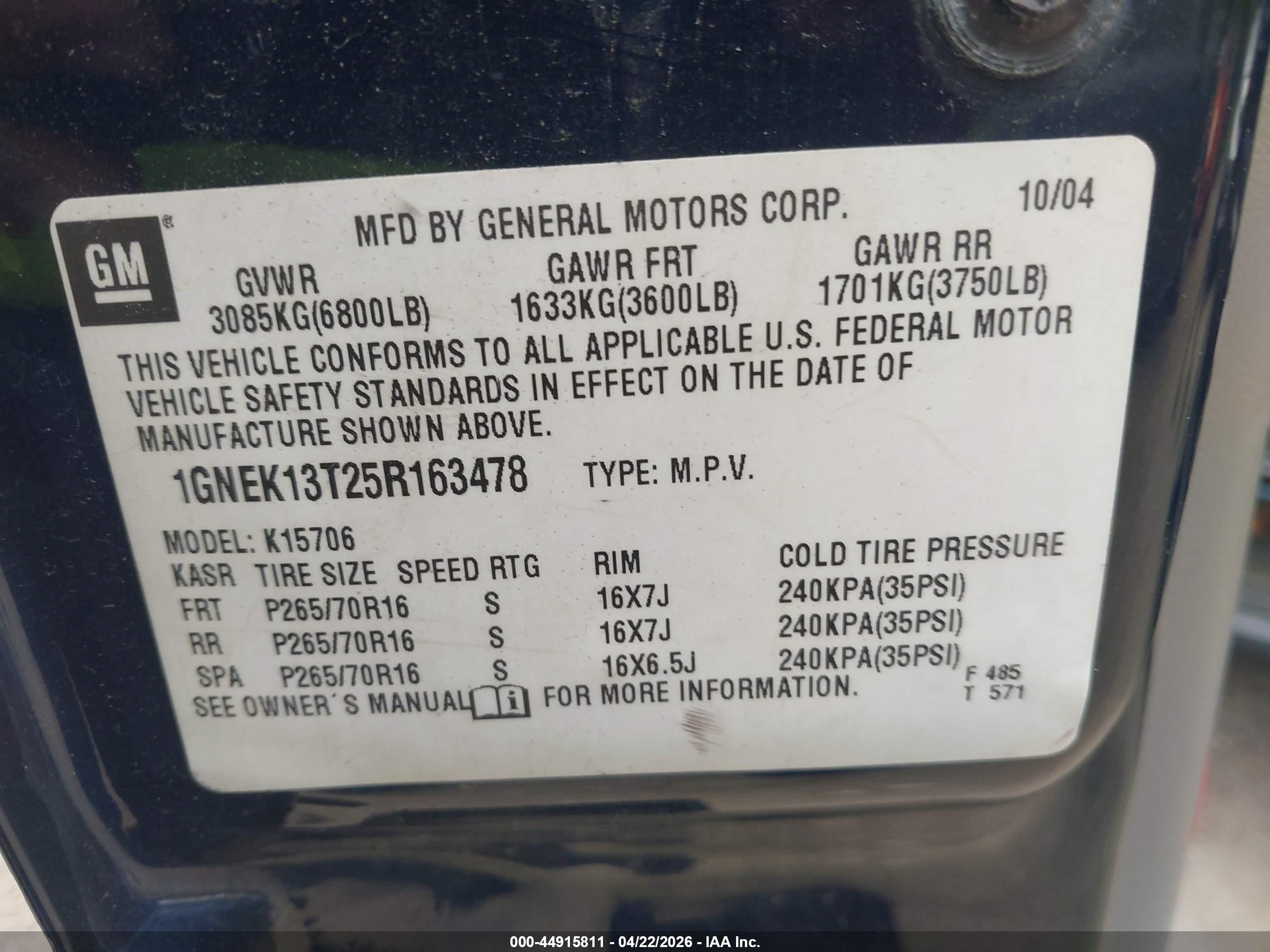 2005 Chevrolet Tahoe Ls Синий vin: 1GNEK13T25R163478