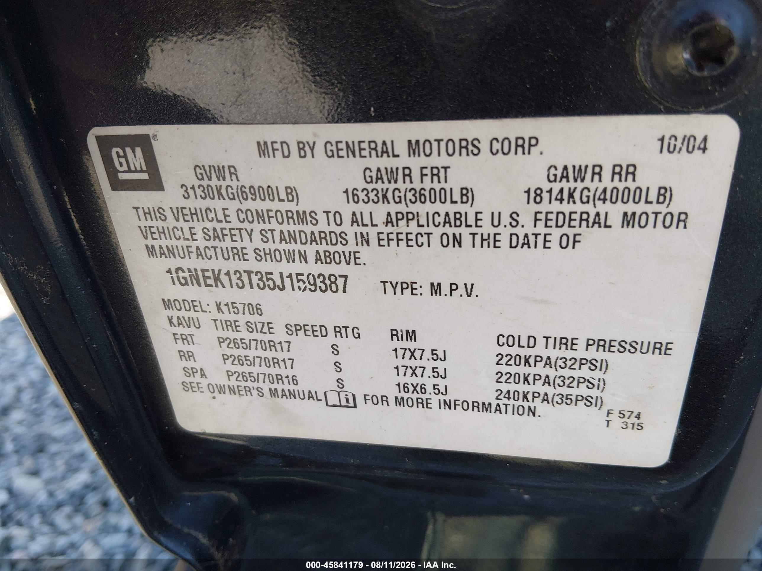 2005 Chevrolet Tahoe Lt Gray vin: 1GNEK13T35J159387