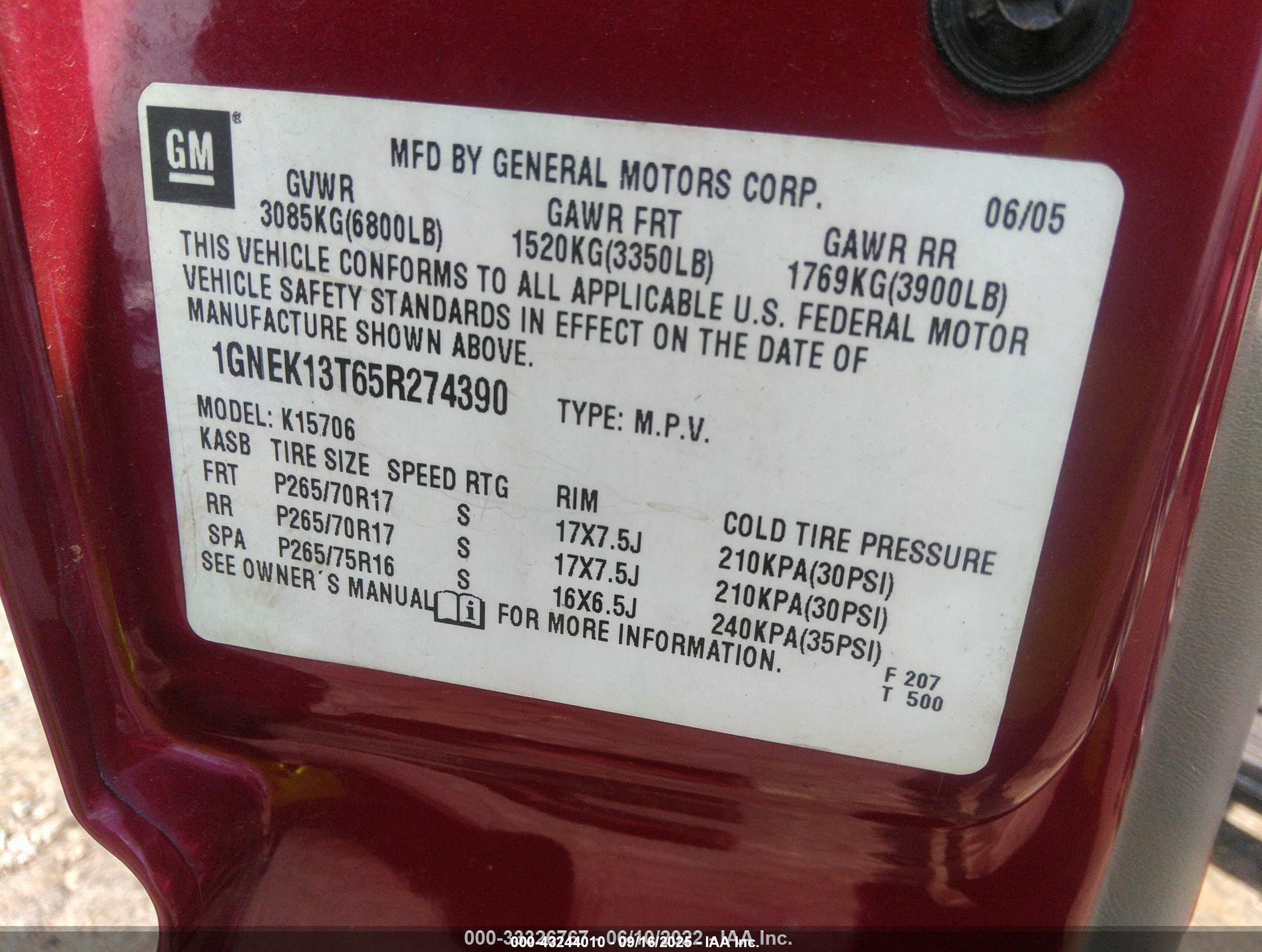 2005 Chevrolet Tahoe Z71 Бордовый vin: 1GNEK13T65R274390