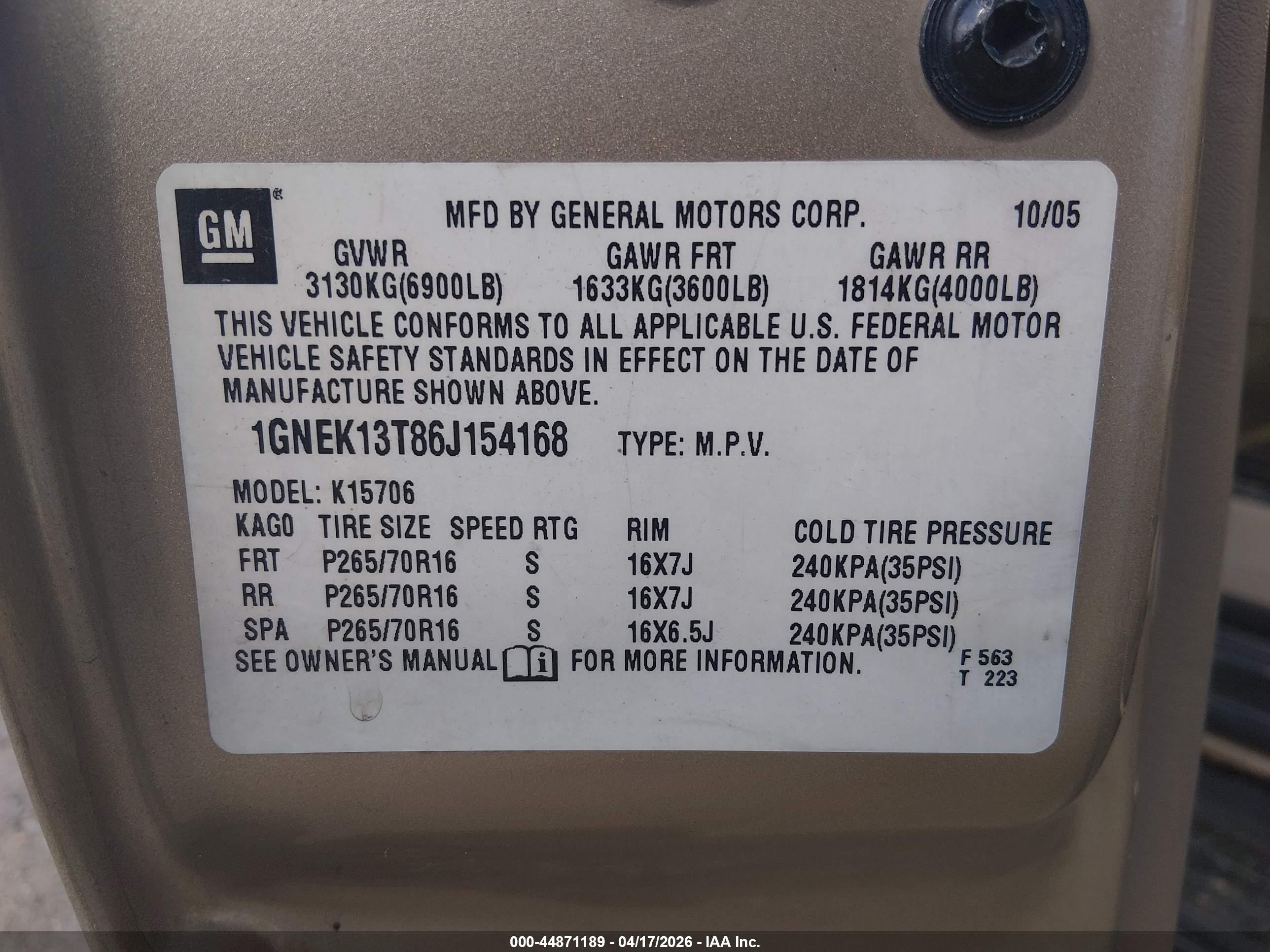 2006 Chevrolet Tahoe Ls Beige vin: 1GNEK13T86J154168