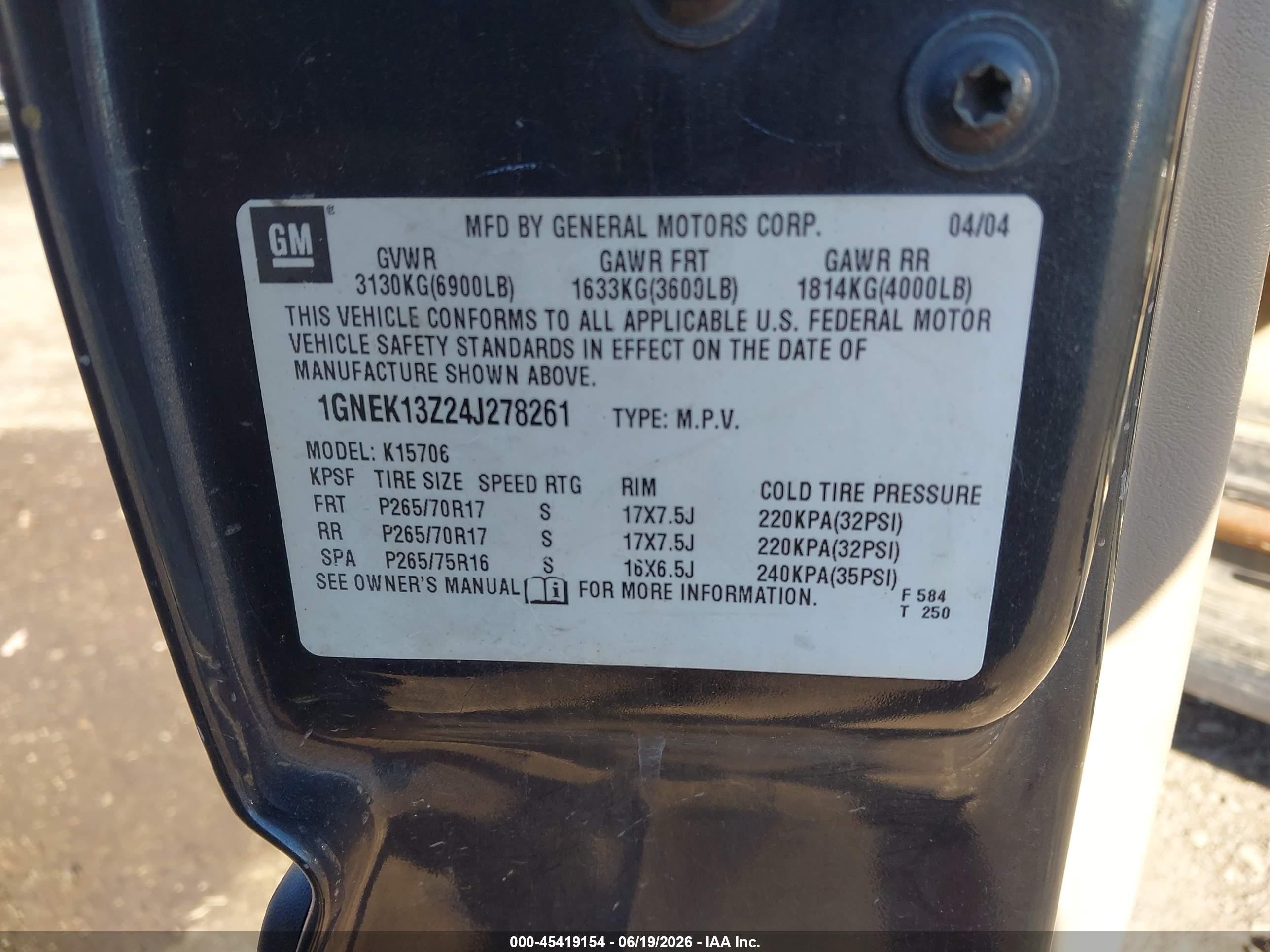 2004 Chevrolet Tahoe Ls Black vin: 1GNEK13Z24J278261