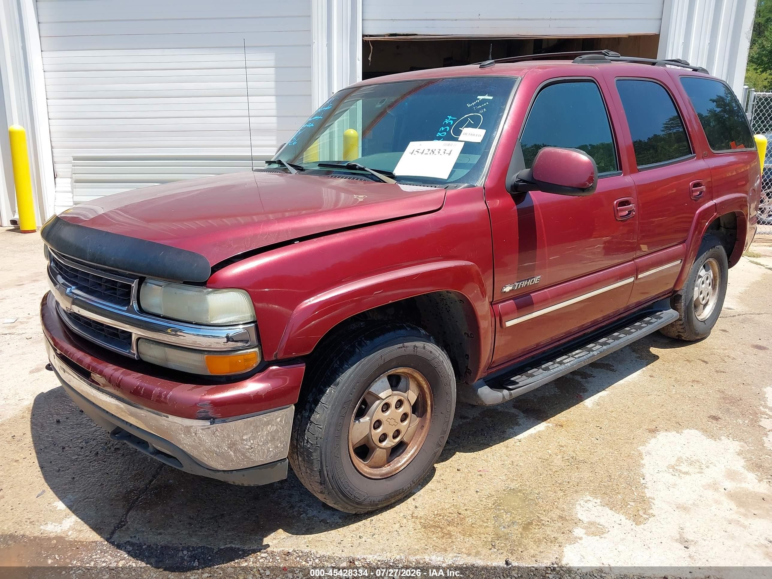 2002 Chevrolet Tahoe Lt Burgundy vin: 1GNEK13Z82J286054