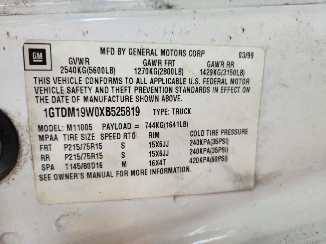 2004 Chevrolet Astro White vin: 1GNEL19X84B128605