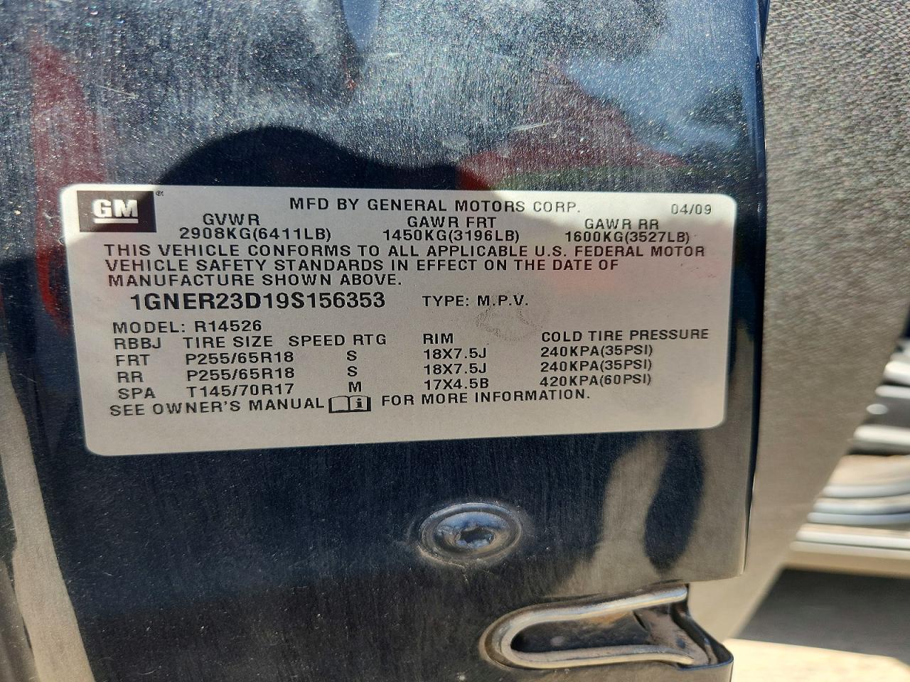 2009 Chevrolet Traverse Lt Черный vin: 1GNER23D19S156353