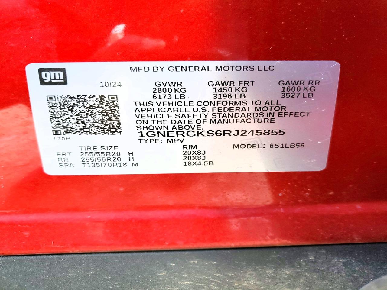 2024 Chevrolet Traverse Lt Red vin: 1GNERGKS6RJ245855