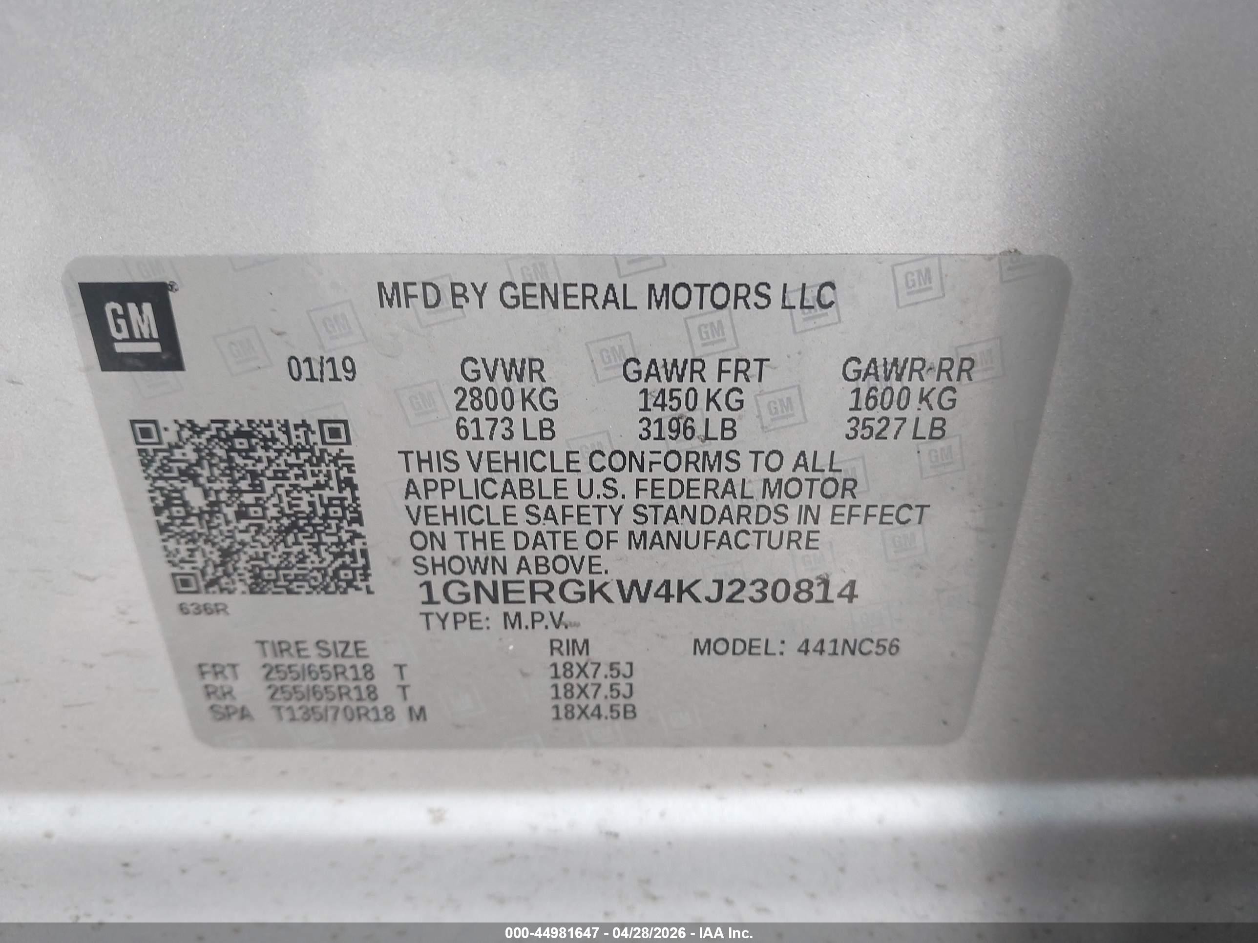 2019 Chevrolet Traverse 1lt Silver vin: 1GNERGKW4KJ230814