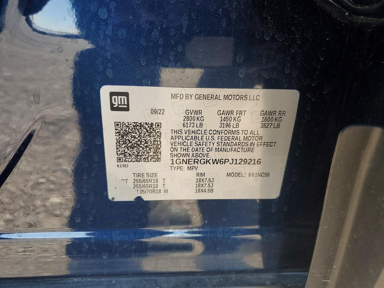 2023 Chevrolet Traverse Lt Blue vin: 1GNERGKW6PJ129216