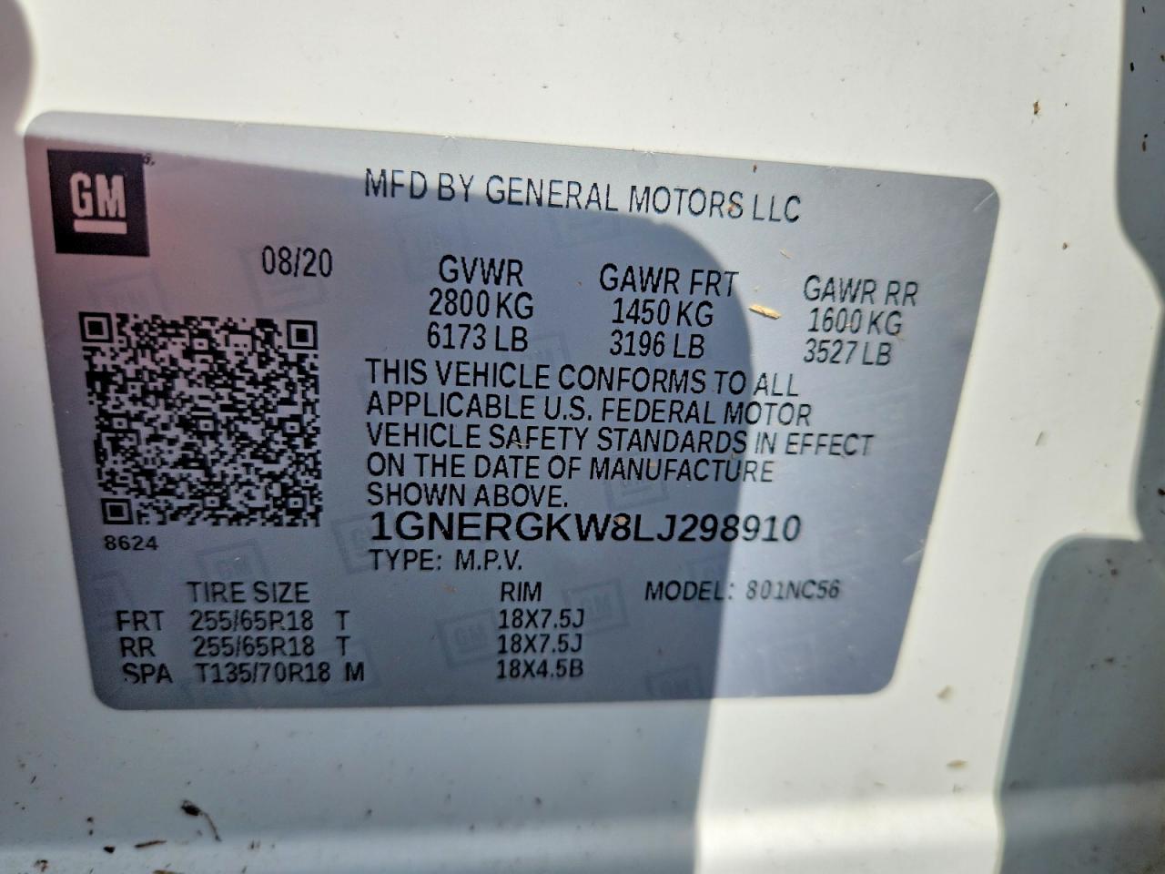 2020 Chevrolet Traverse Lt White vin: 1GNERGKW8LJ298910