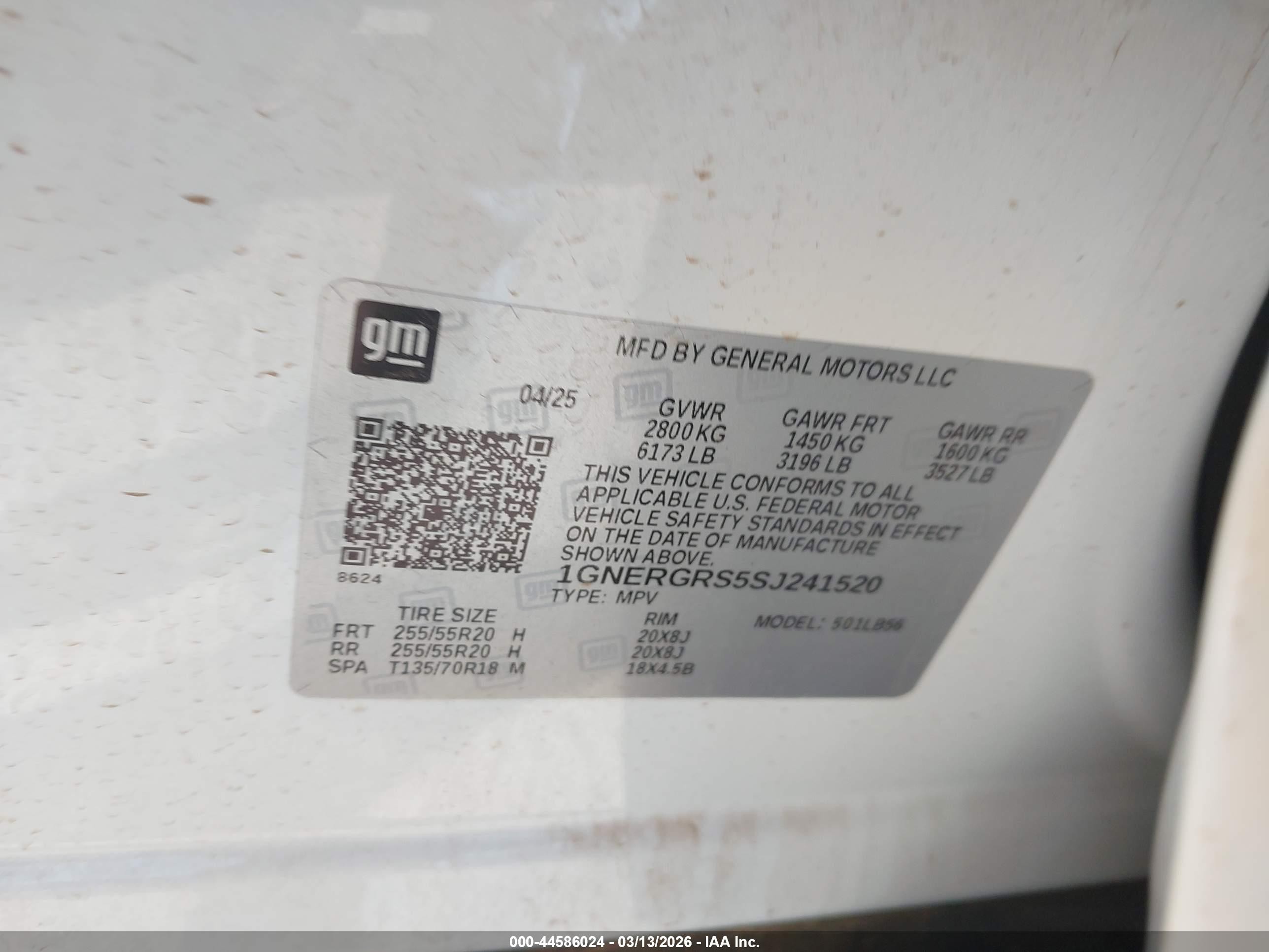 2025 Chevrolet Traverse Fwd Lt Белый vin: 1GNERGRS5SJ241520