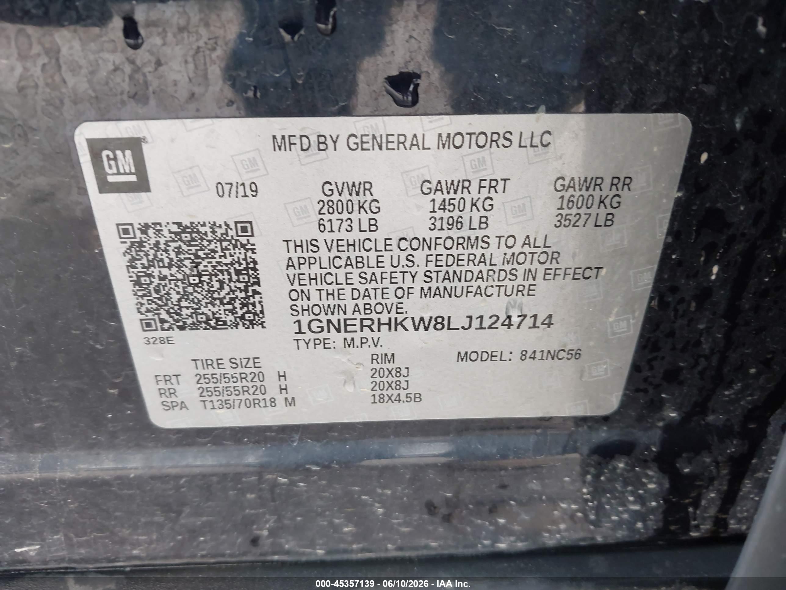 2020 Chevrolet Traverse Fwd Lt Leather Черный vin: 1GNERHKW8LJ124714