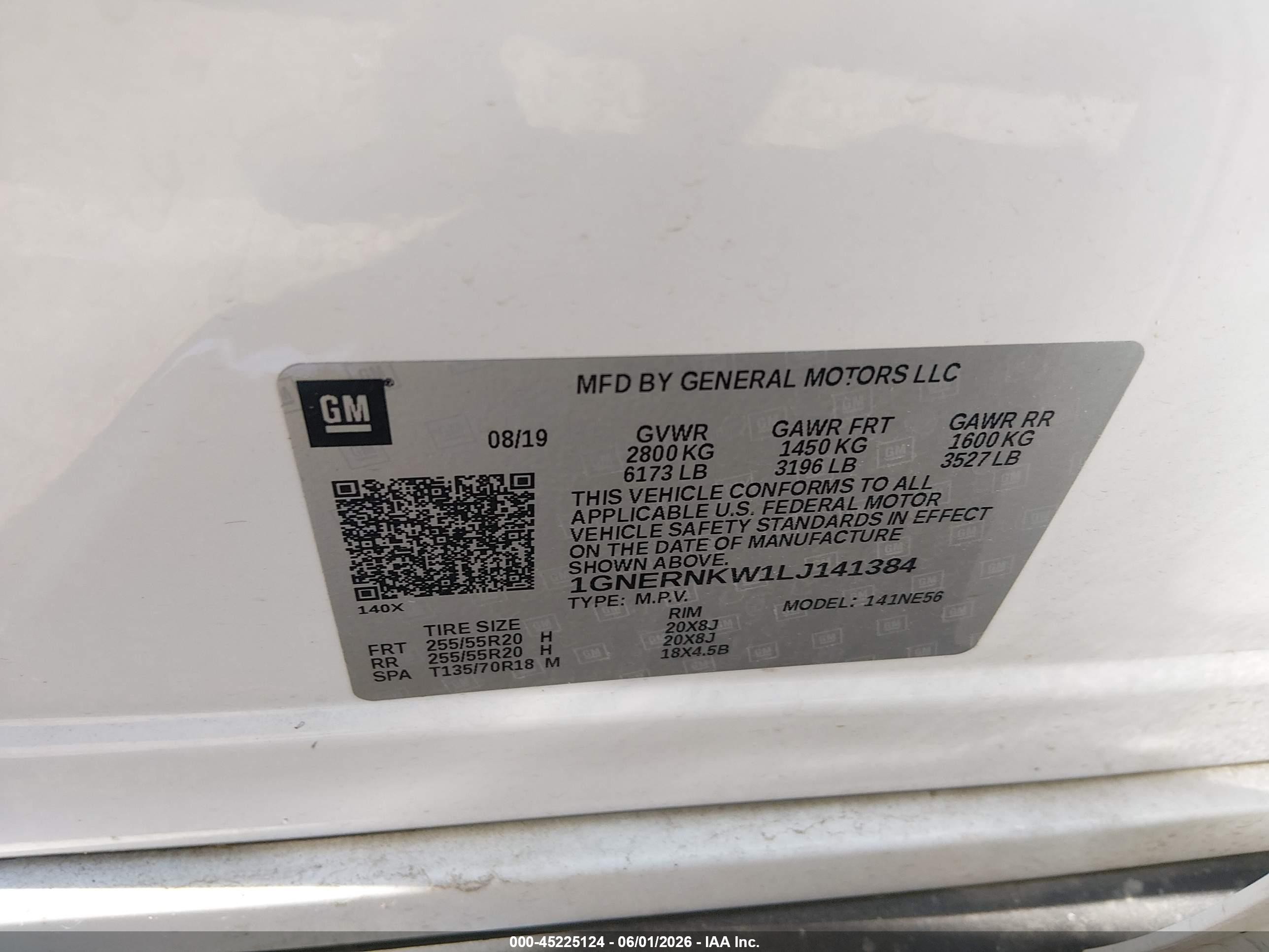 2020 Chevrolet Traverse Fwd High Country White vin: 1GNERNKW1LJ141384
