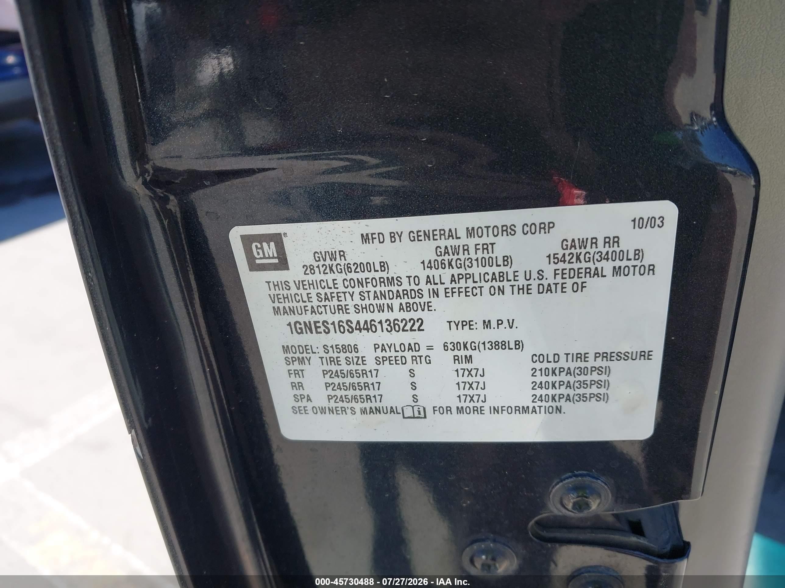 2004 Chevrolet Trailblazer Ext Ls Black vin: 1GNES16S446136222