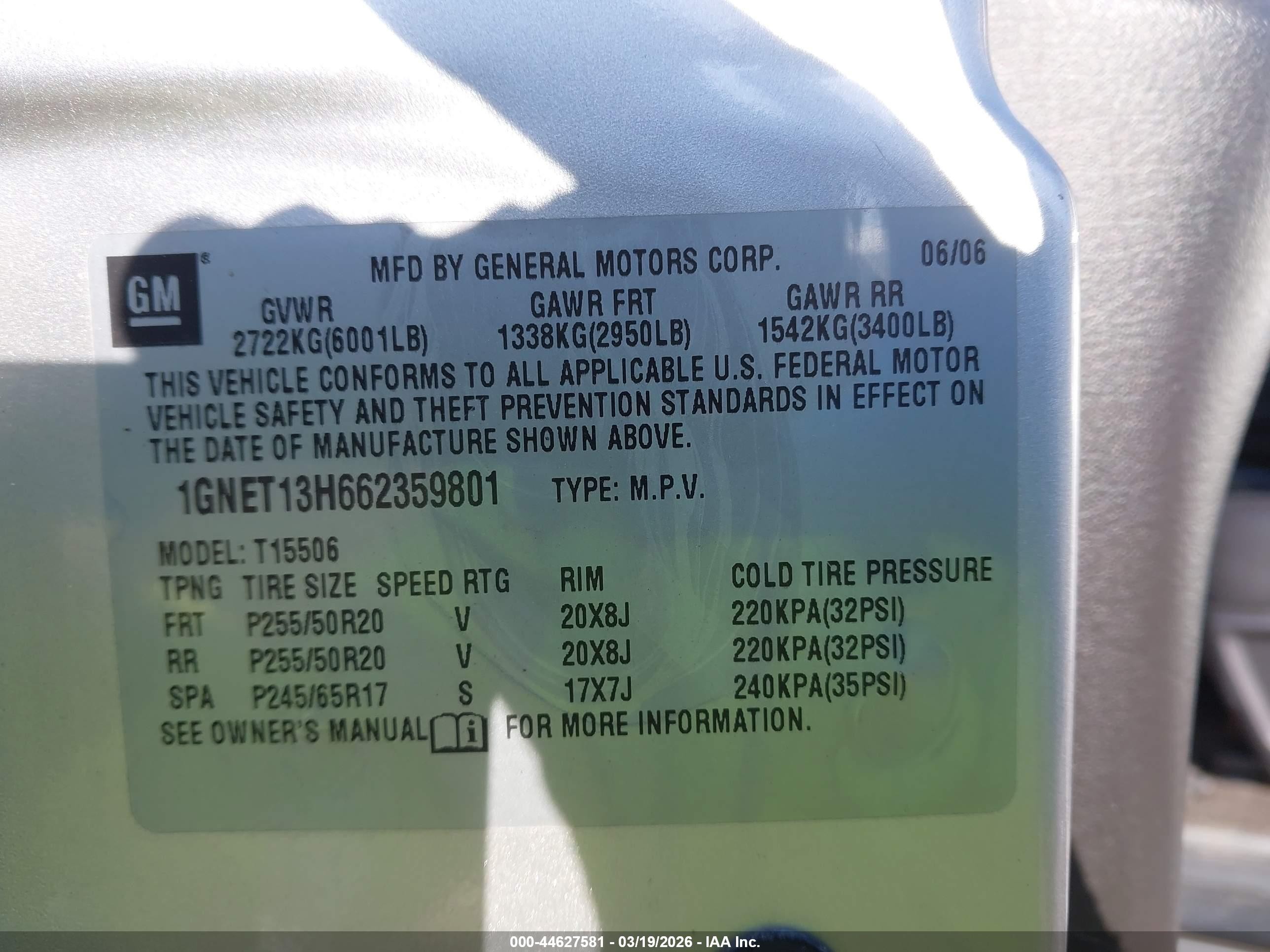 2006 Chevrolet Trailblazer Lt Gray vin: 1GNET13H662359801