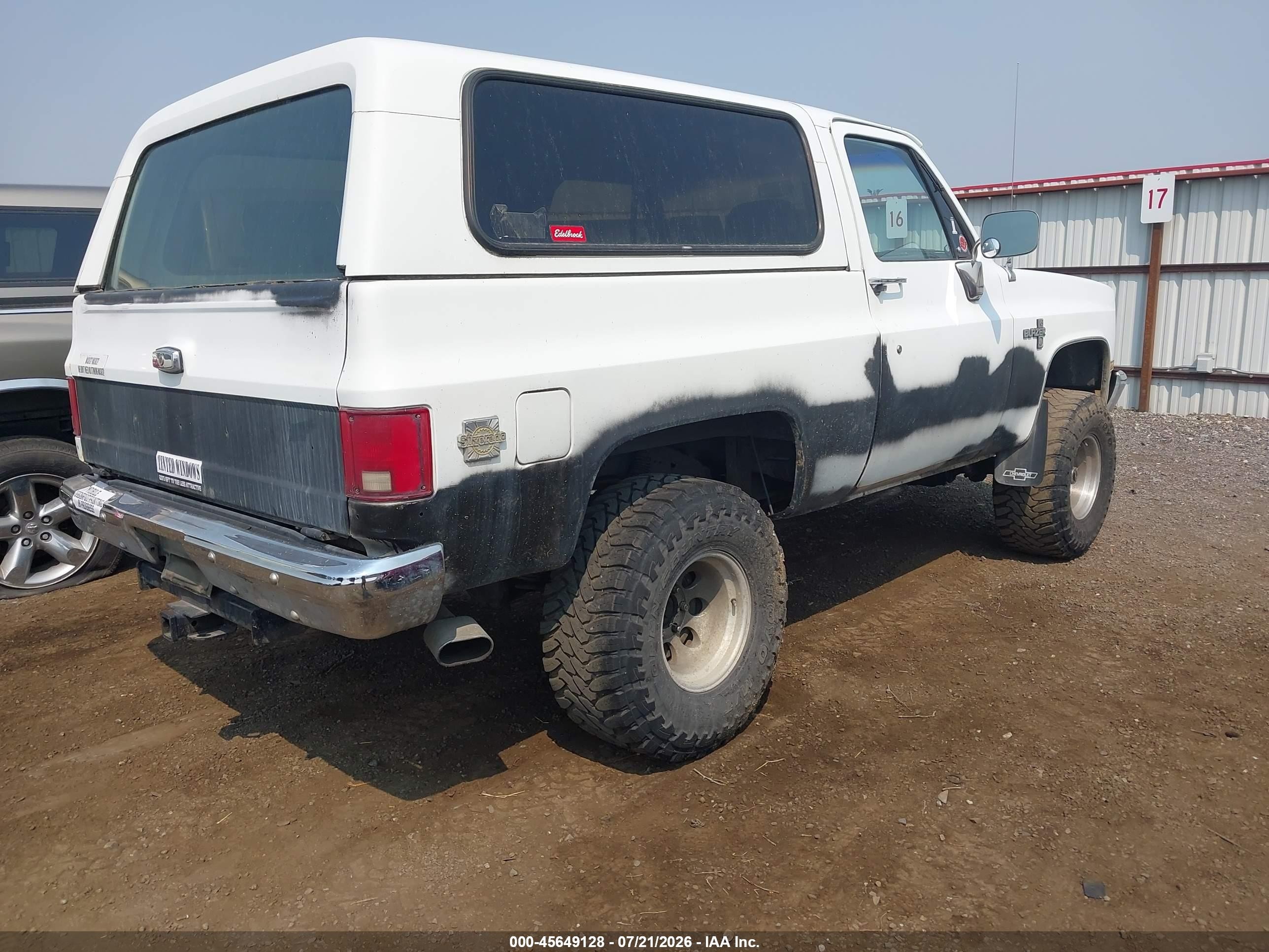 1987 Chevrolet Blazer V10 White vin: 1GNEV18K6HF189613