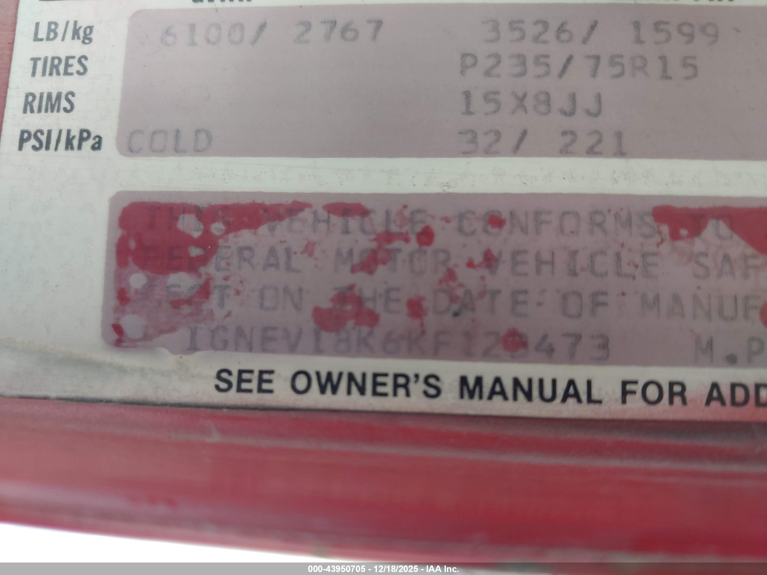 1989 Chevrolet Blazer V10 Red vin: 1GNEV18K6KF123473