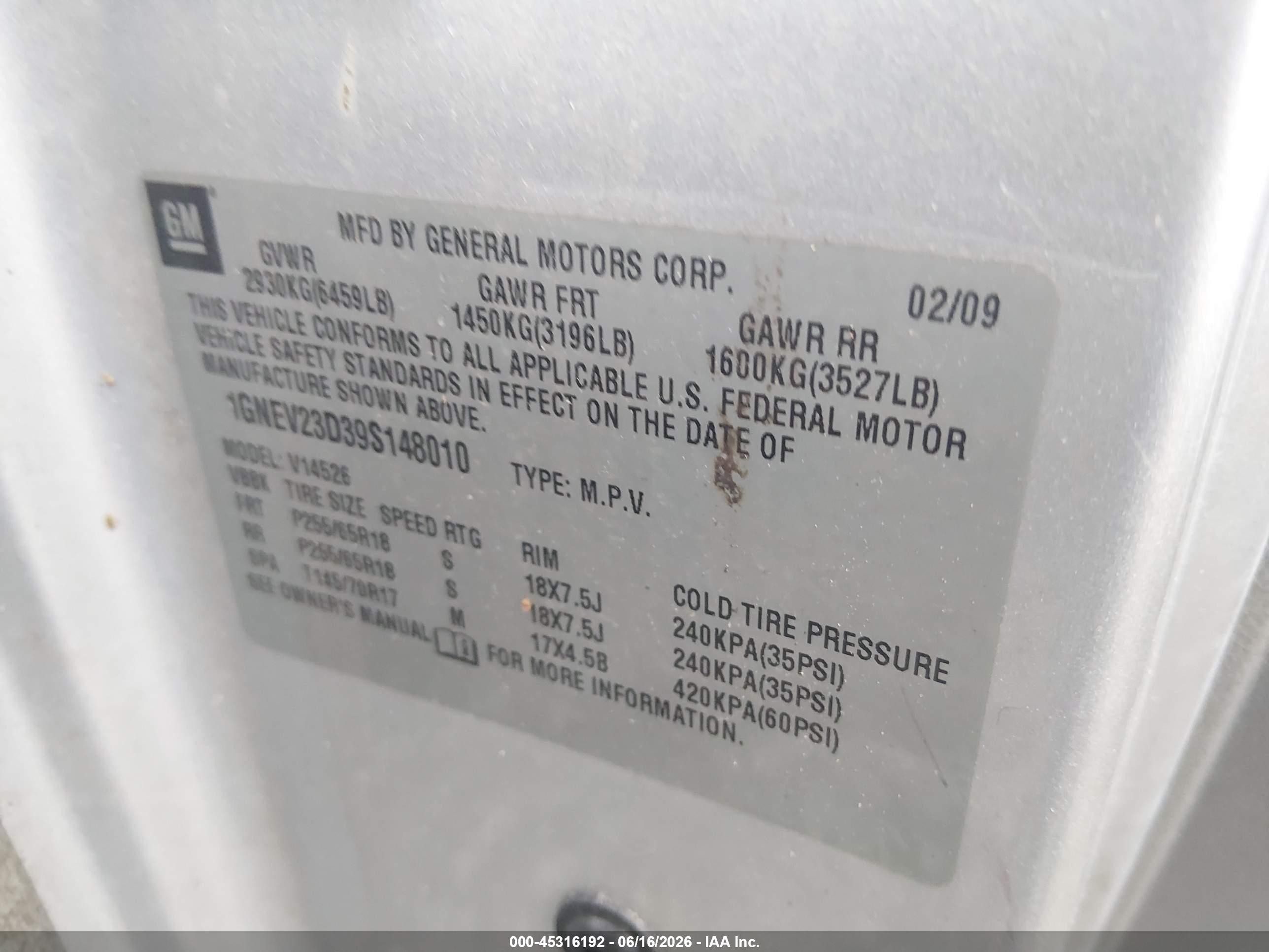 2009 Chevrolet Traverse Lt Silver vin: 1GNEV23D39S148010