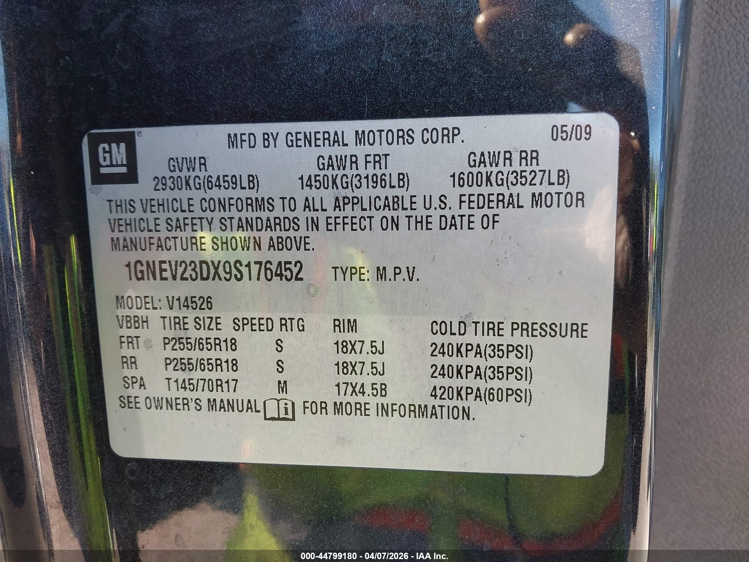 2009 Chevrolet Traverse Lt Black vin: 1GNEV23DX9S176452