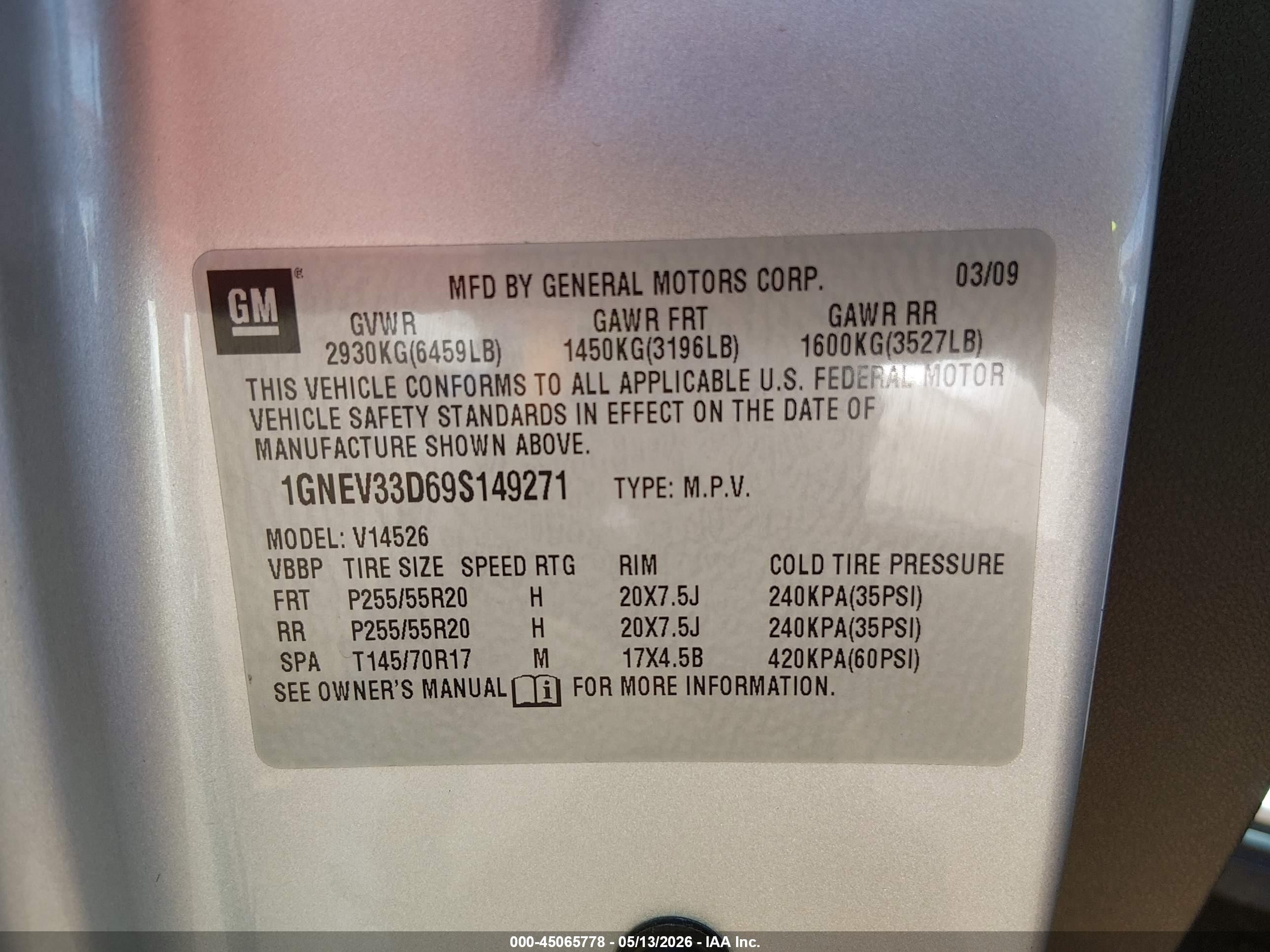 2009 Chevrolet Traverse Ltz Silver vin: 1GNEV33D69S149271
