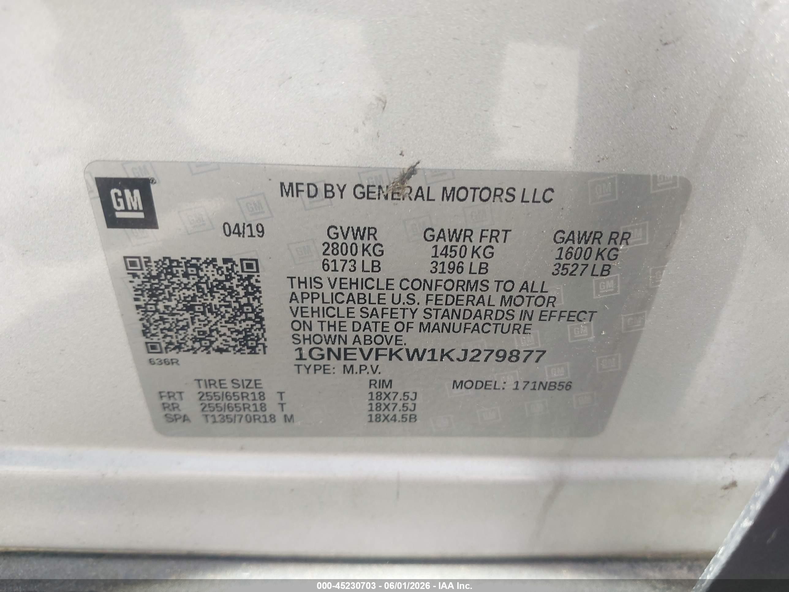 2019 Chevrolet Traverse Ls Gray vin: 1GNEVFKW1KJ279877
