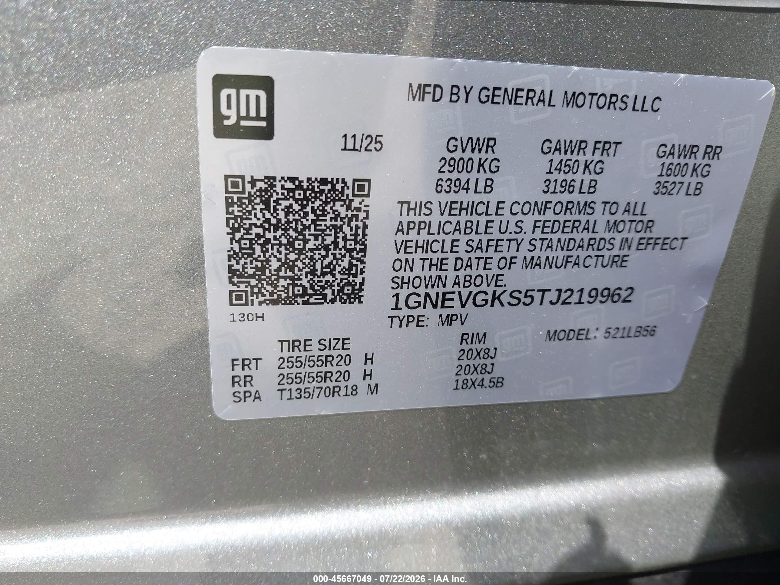 2026 Chevrolet Traverse Awd Lt Gray vin: 1GNEVGKS5TJ219962