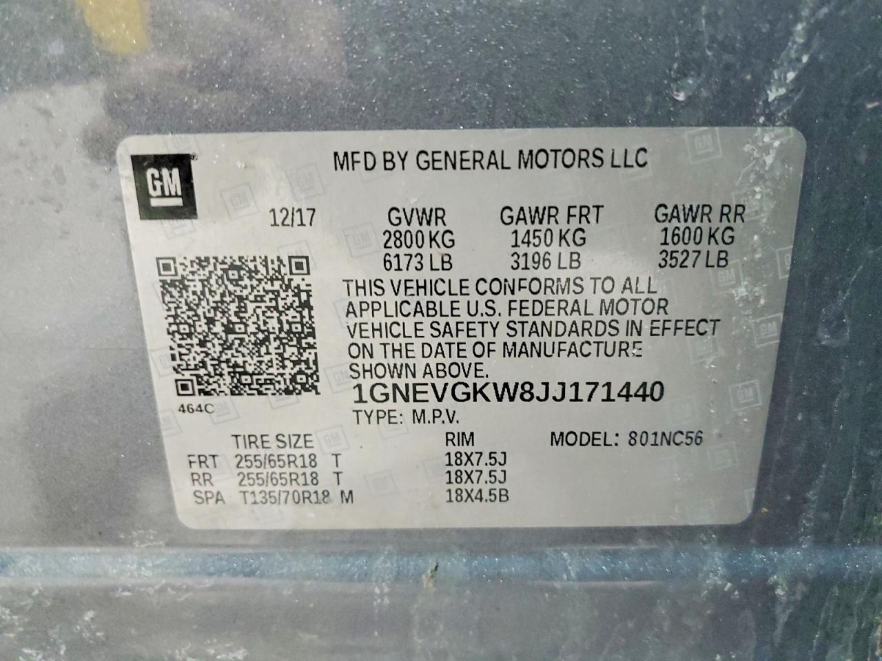2018 Chevrolet Traverse Lt Silver vin: 1GNEVGKW8JJ171440