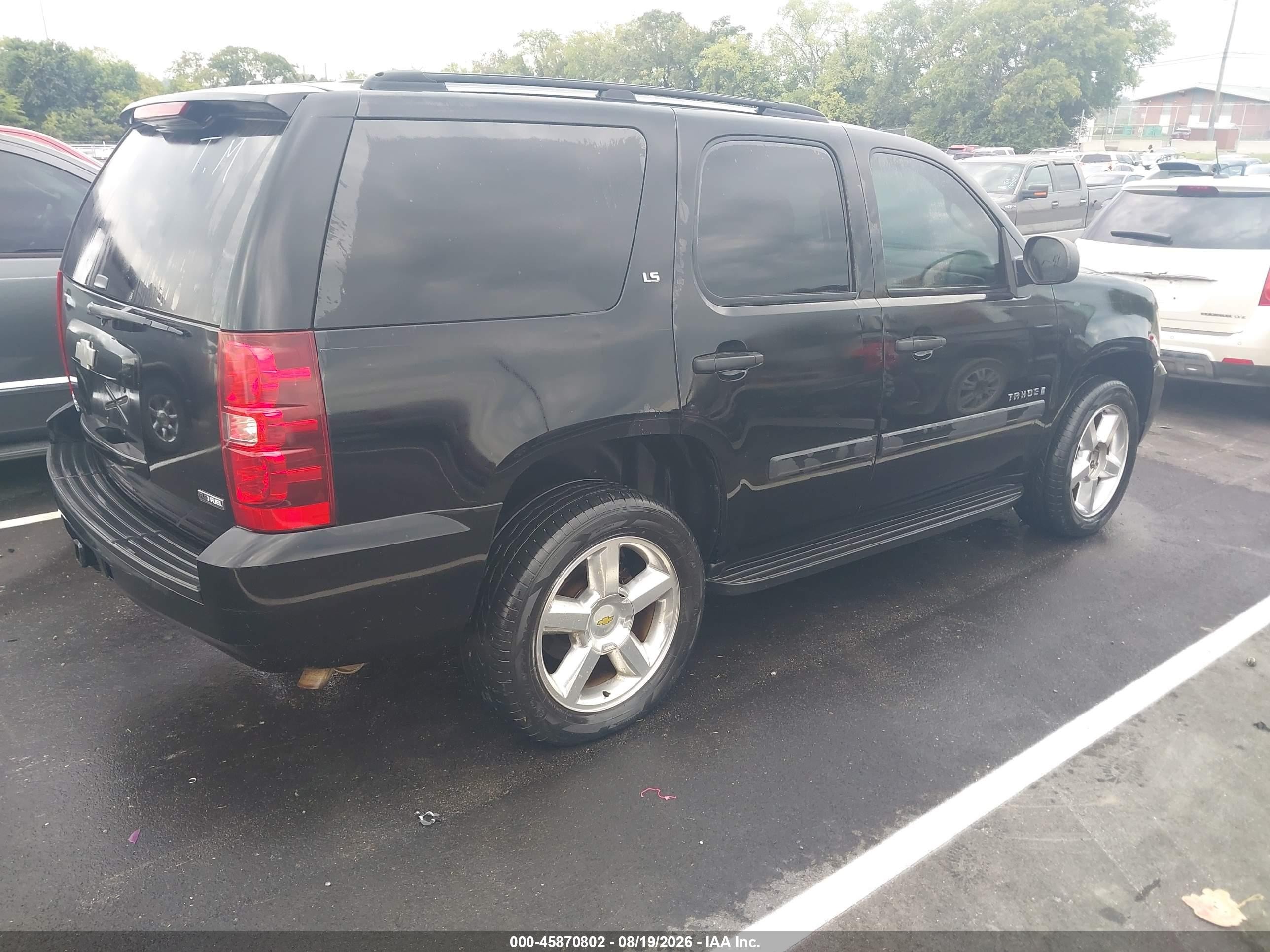 2007 Chevrolet Tahoe Ls Black vin: 1GNFC13017R311050