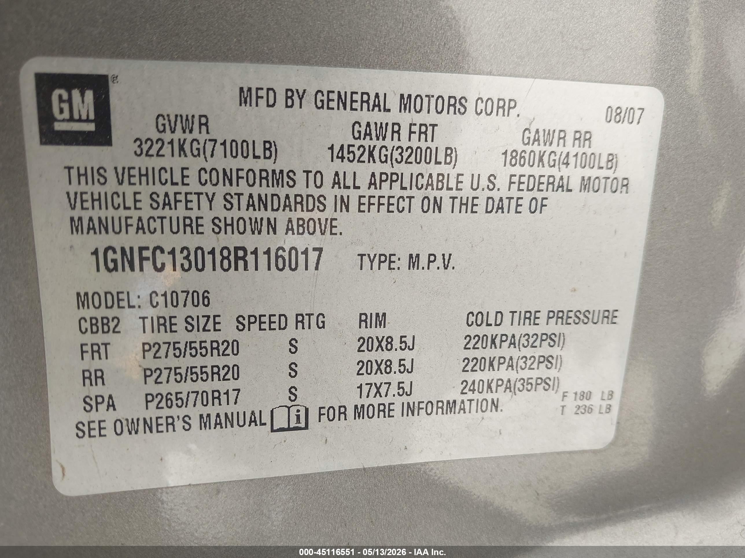 2008 Chevrolet Tahoe Ltz Gray vin: 1GNFC13018R116017
