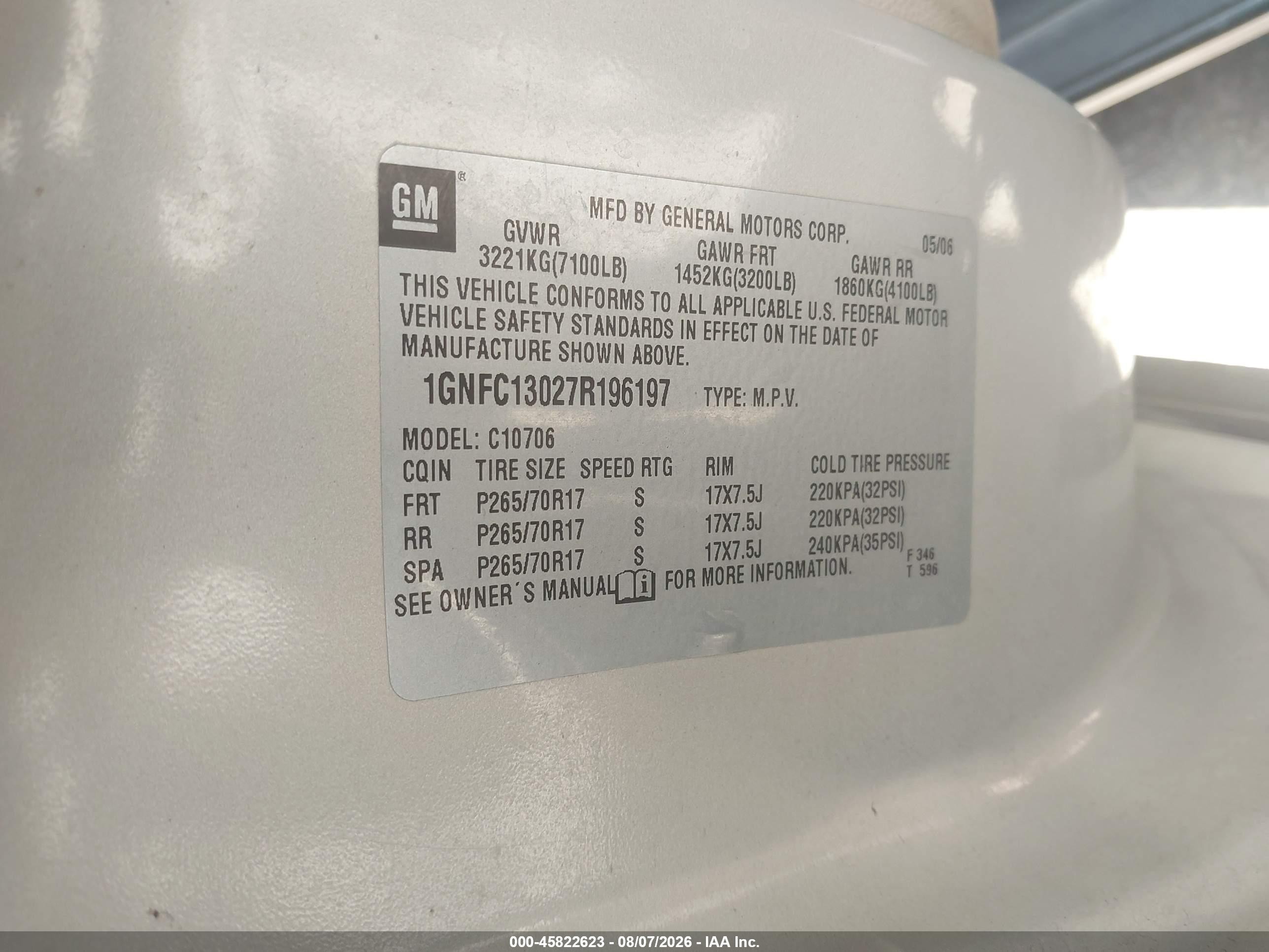 2007 Chevrolet Tahoe Lt Золотой vin: 1GNFC13027R196197