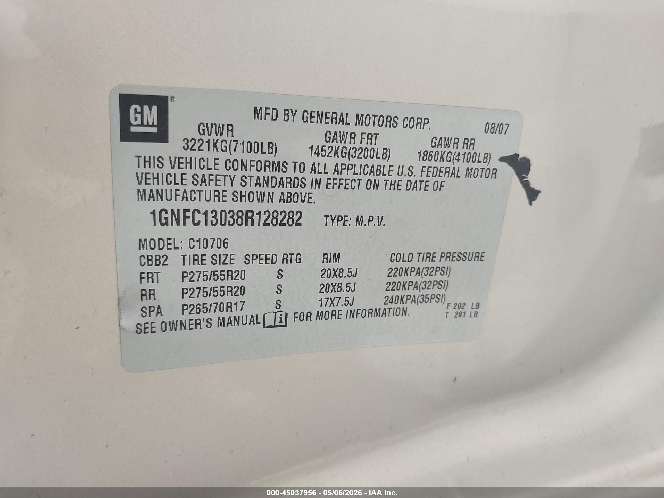 2008 Chevrolet Tahoe Ltz Золотой vin: 1GNFC13038R128282