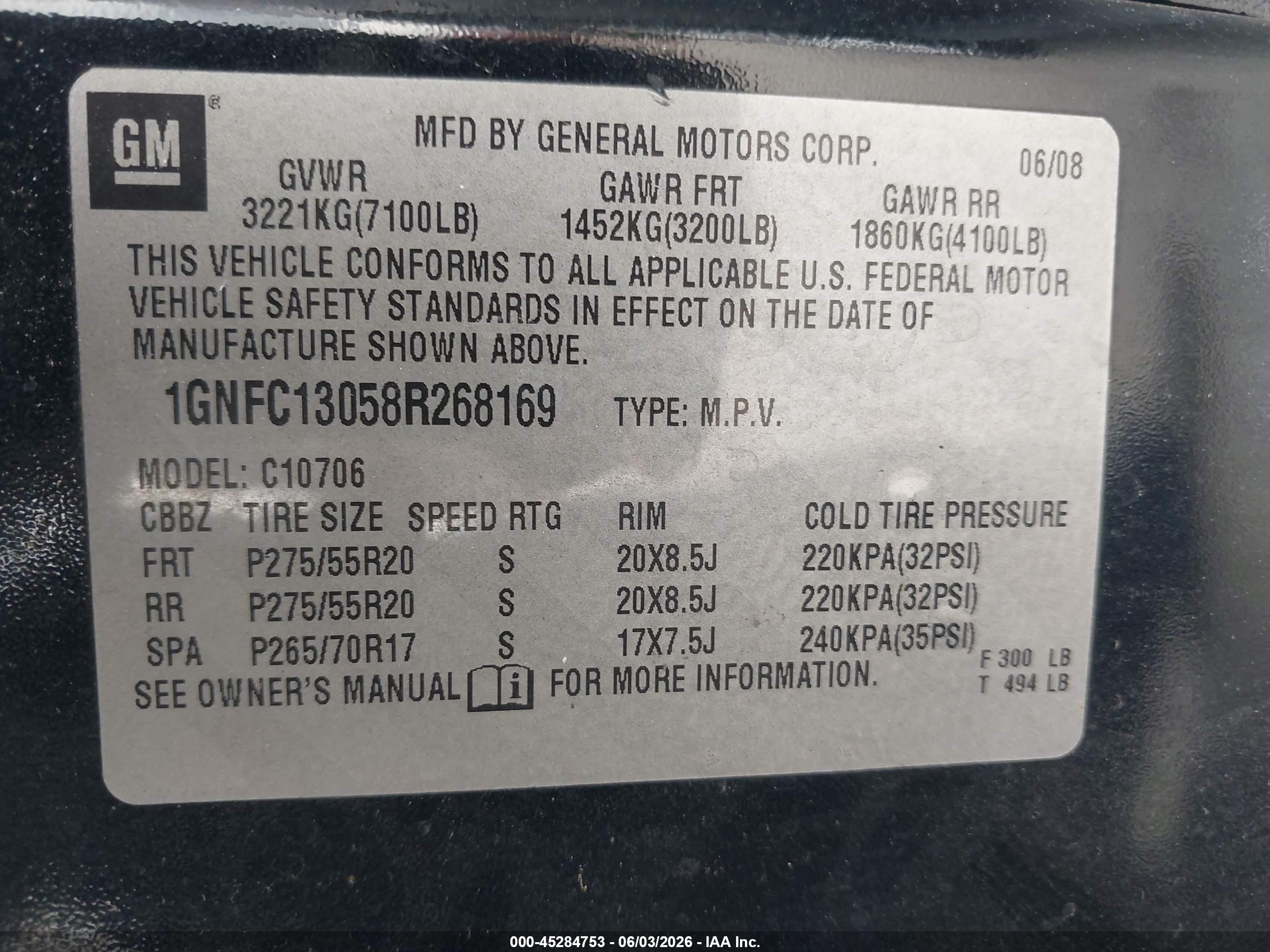 2008 Chevrolet Tahoe Lt Черный vin: 1GNFC13058R268169