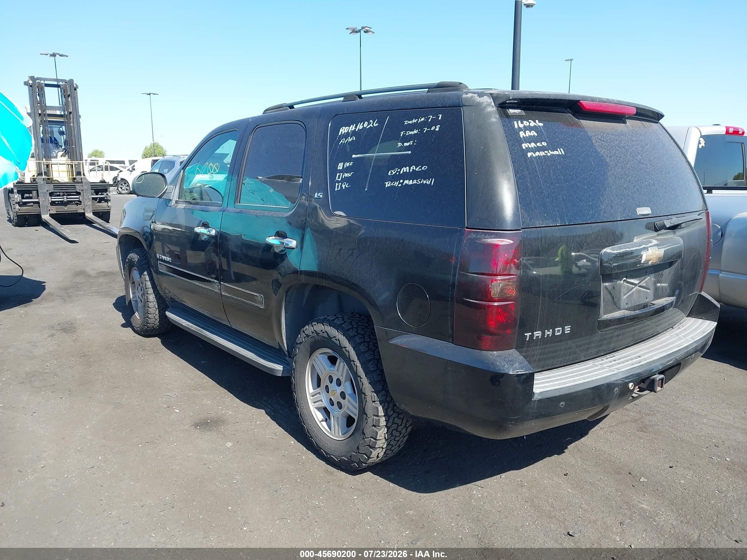 2007 Chevrolet Tahoe Ls Black vin: 1GNFC13C27R313562