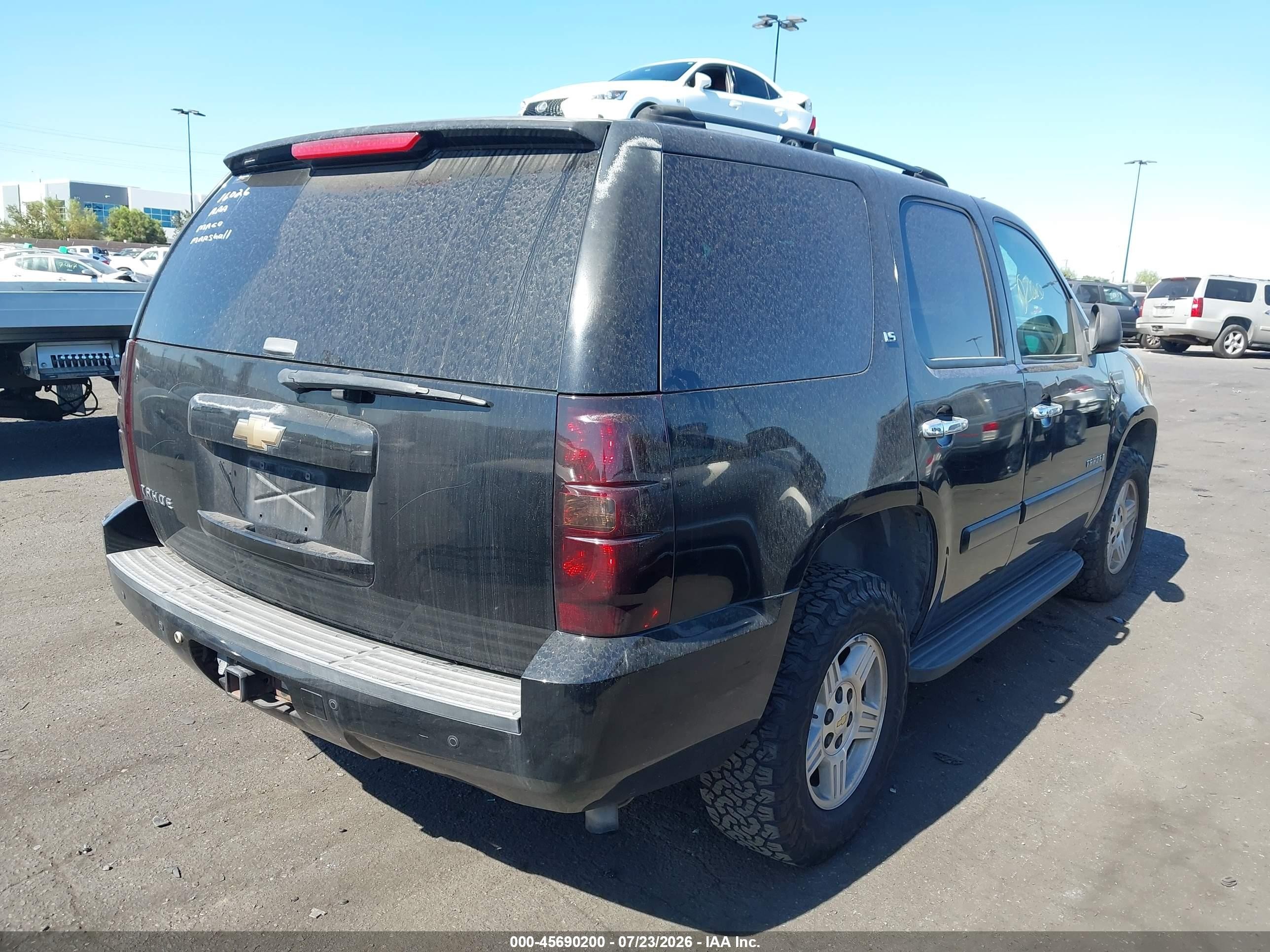 2007 Chevrolet Tahoe Ls Black vin: 1GNFC13C27R313562
