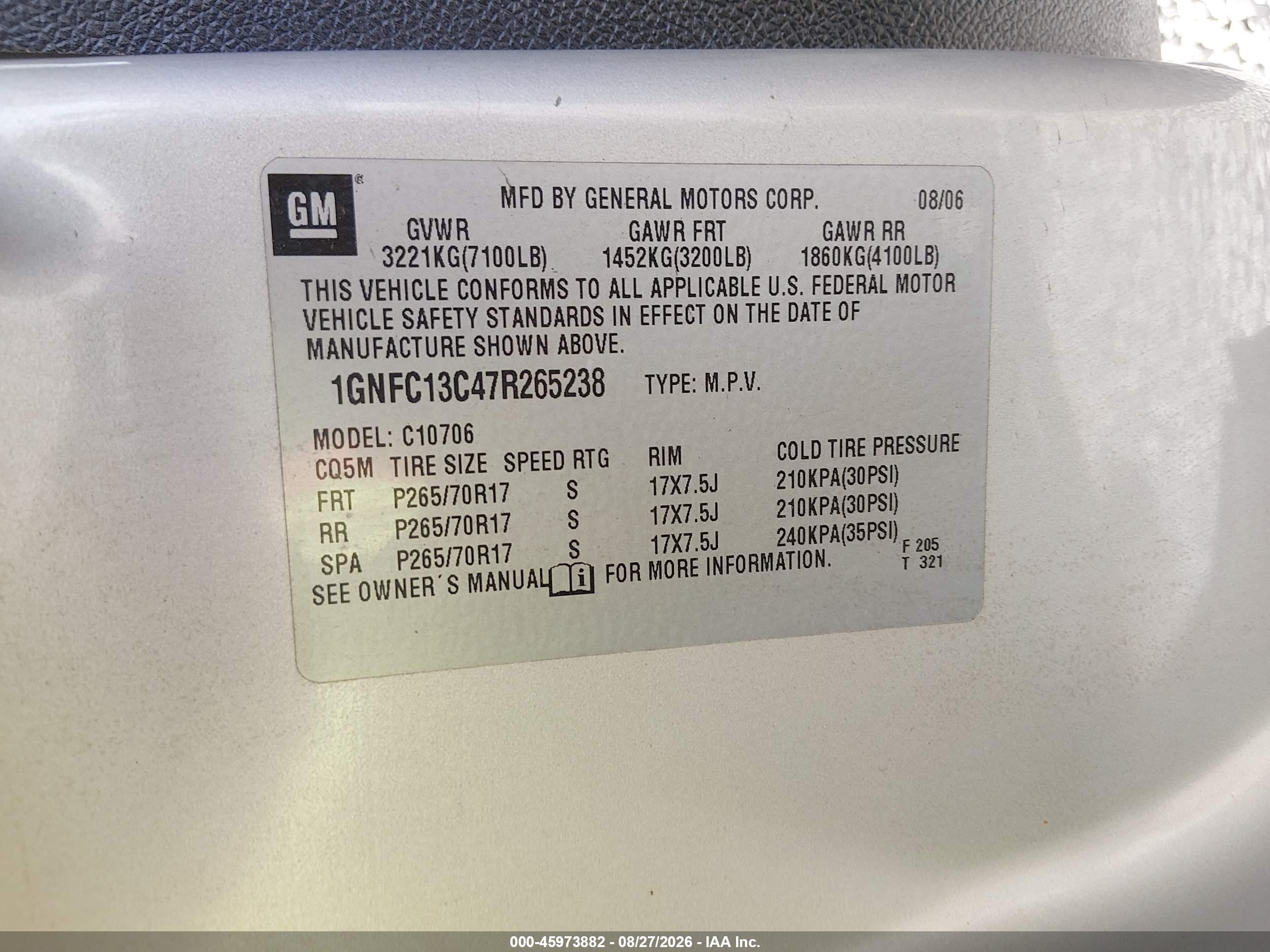 2007 Chevrolet Tahoe Ls Tan vin: 1GNFC13C47R265238