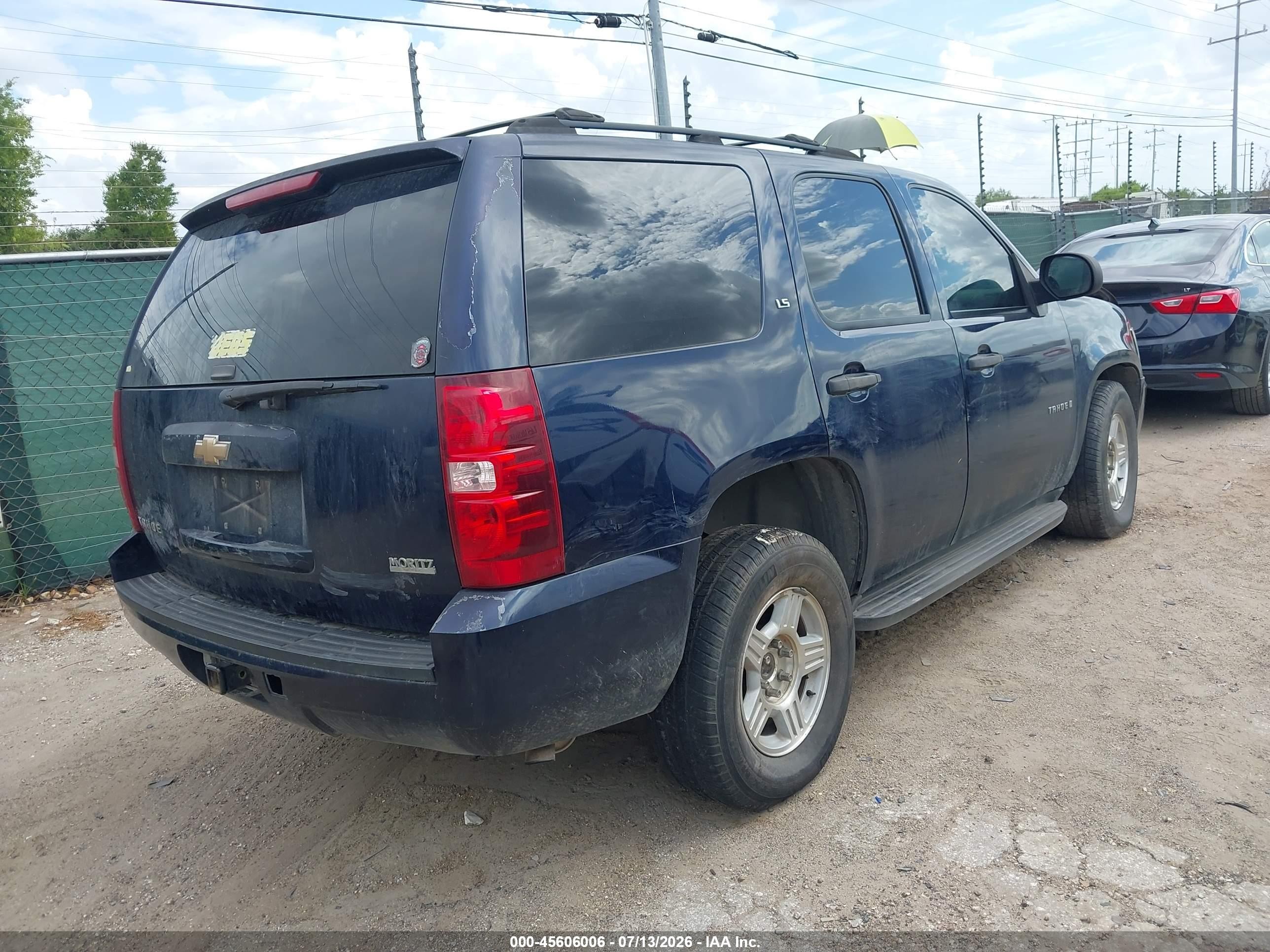 2007 Chevrolet Tahoe Ls Blue vin: 1GNFC13CX7R296008
