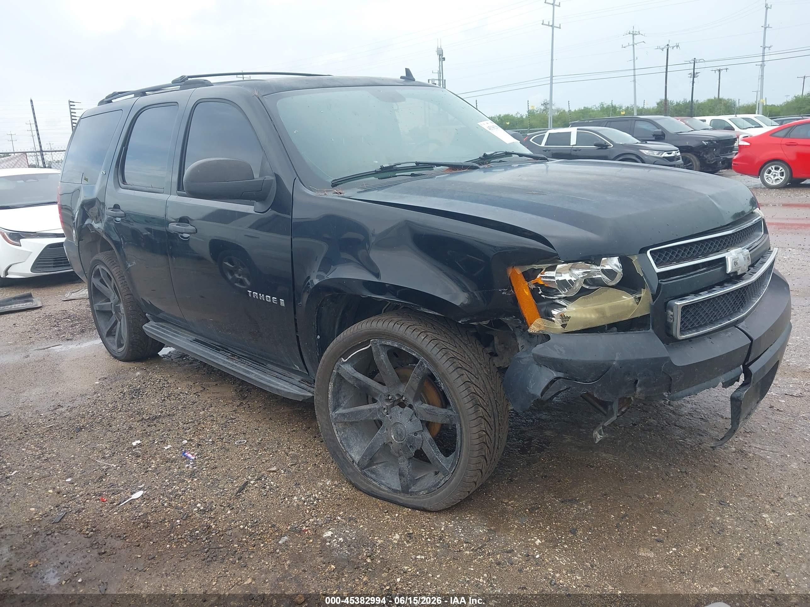 2007 Chevrolet Tahoe Ls Black vin: 1GNFC13J07R127629