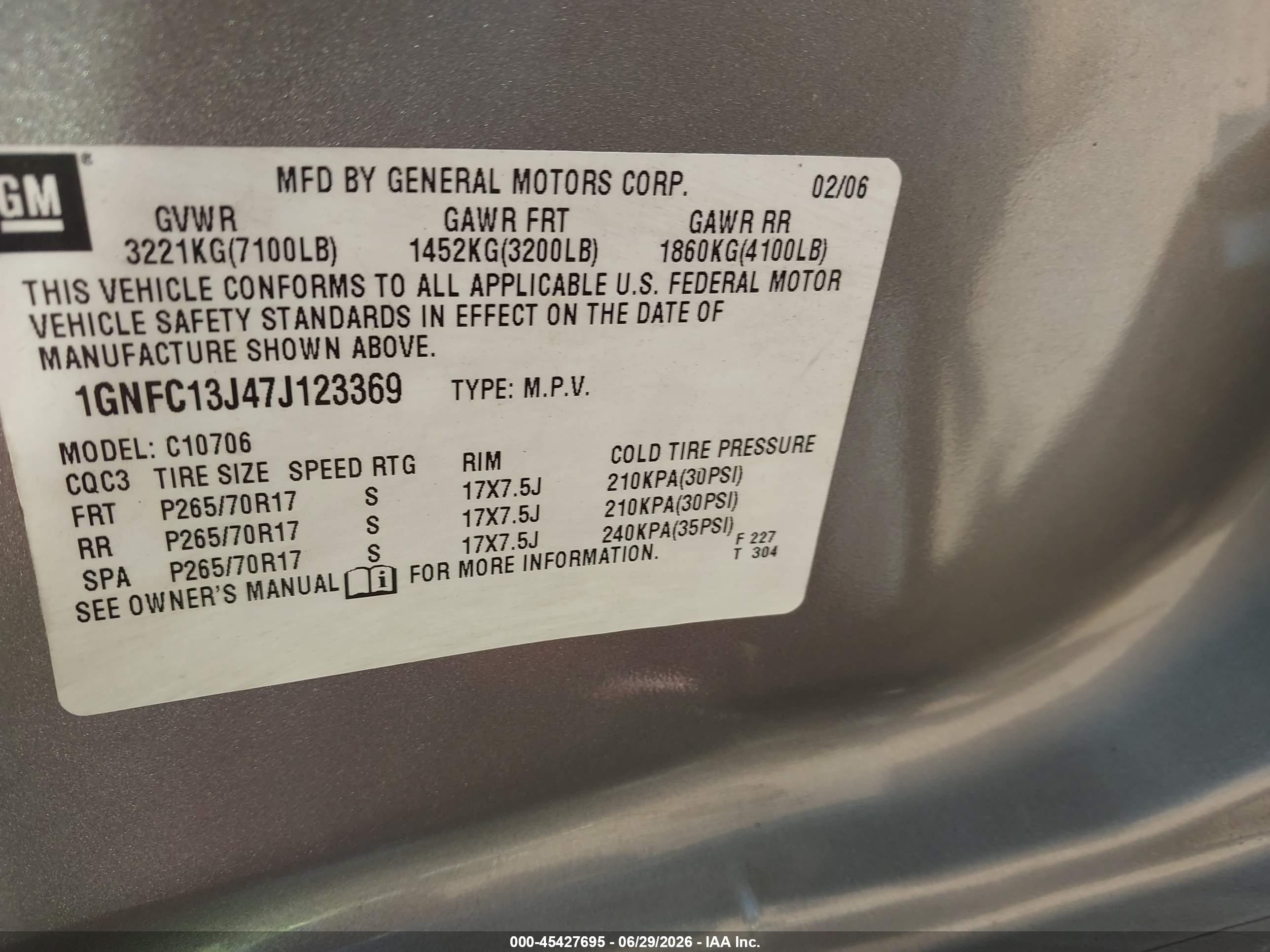 2007 Chevrolet Tahoe Lt Black vin: 1GNFC13J47J123369