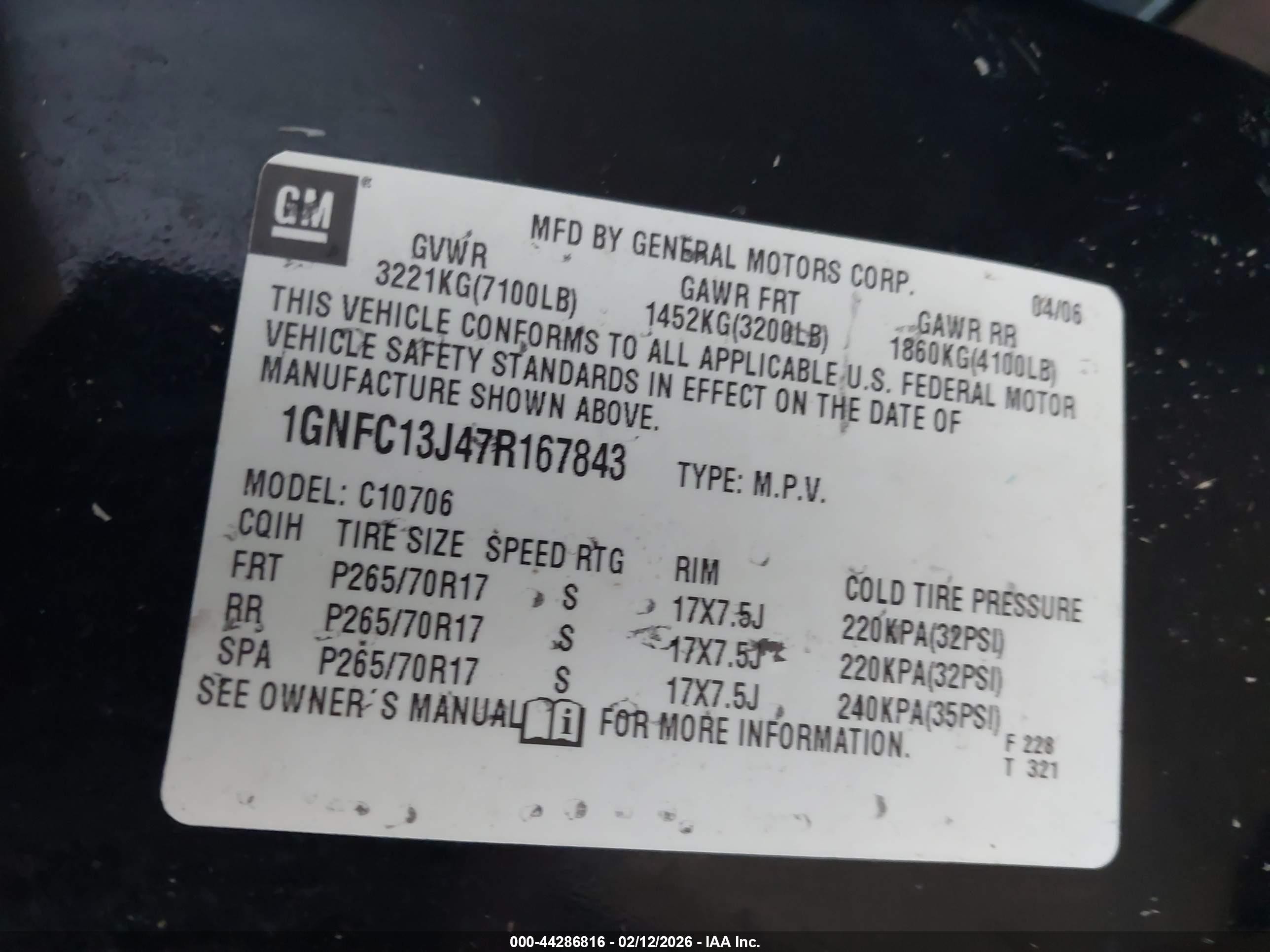 2007 Chevrolet Tahoe Ls Black vin: 1GNFC13J47R167843