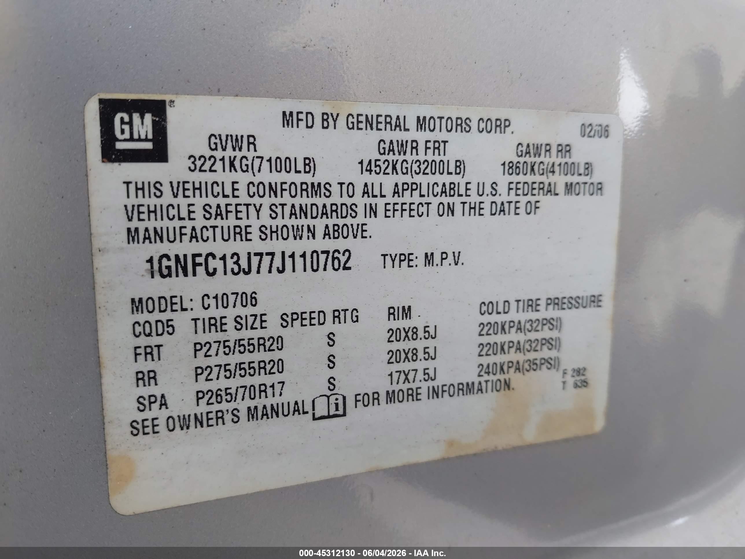 2007 Chevrolet Tahoe Ltz Gray vin: 1GNFC13J77J110762