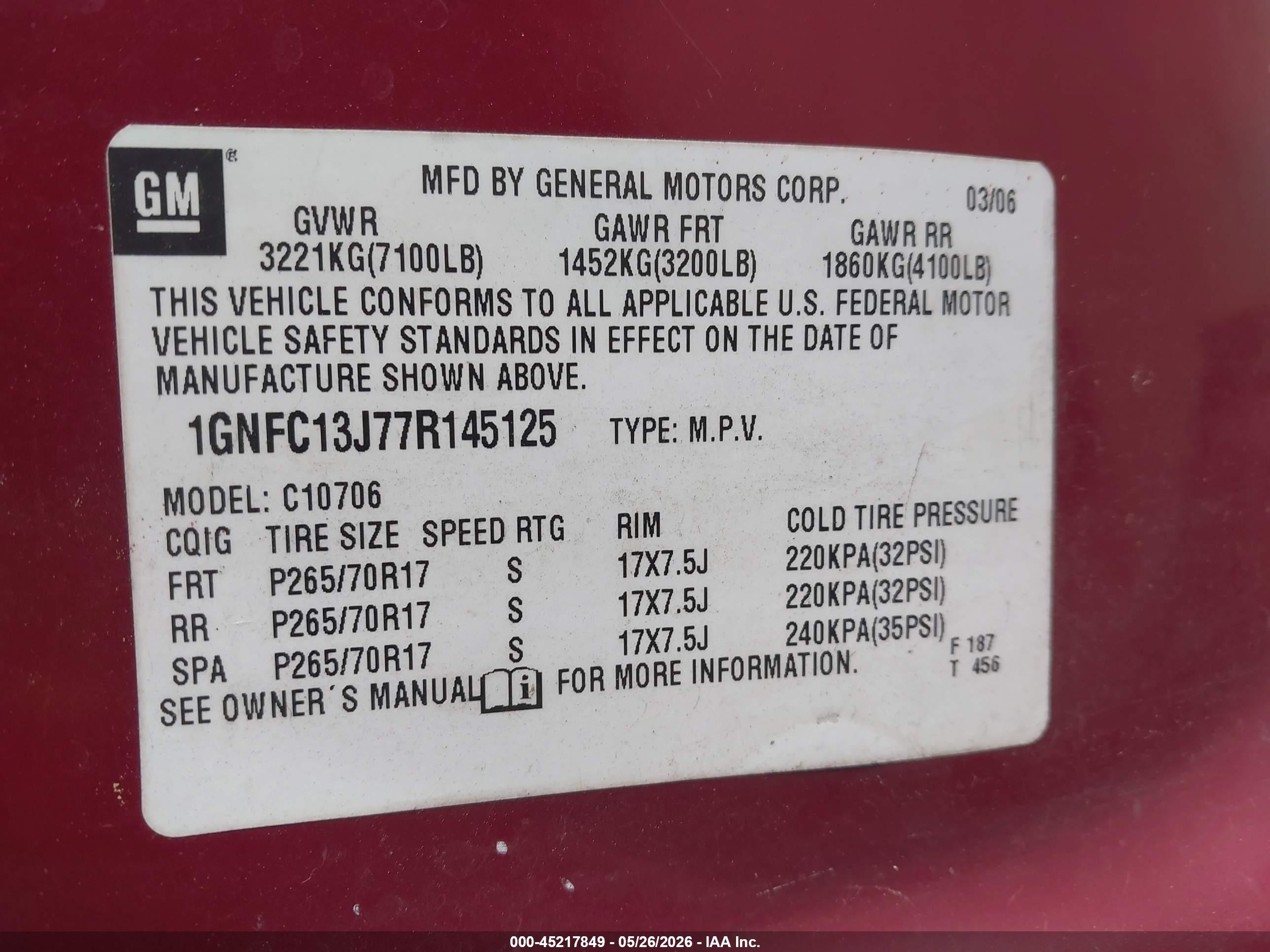 2007 Chevrolet Tahoe Ls Бордовый vin: 1GNFC13J77R145125