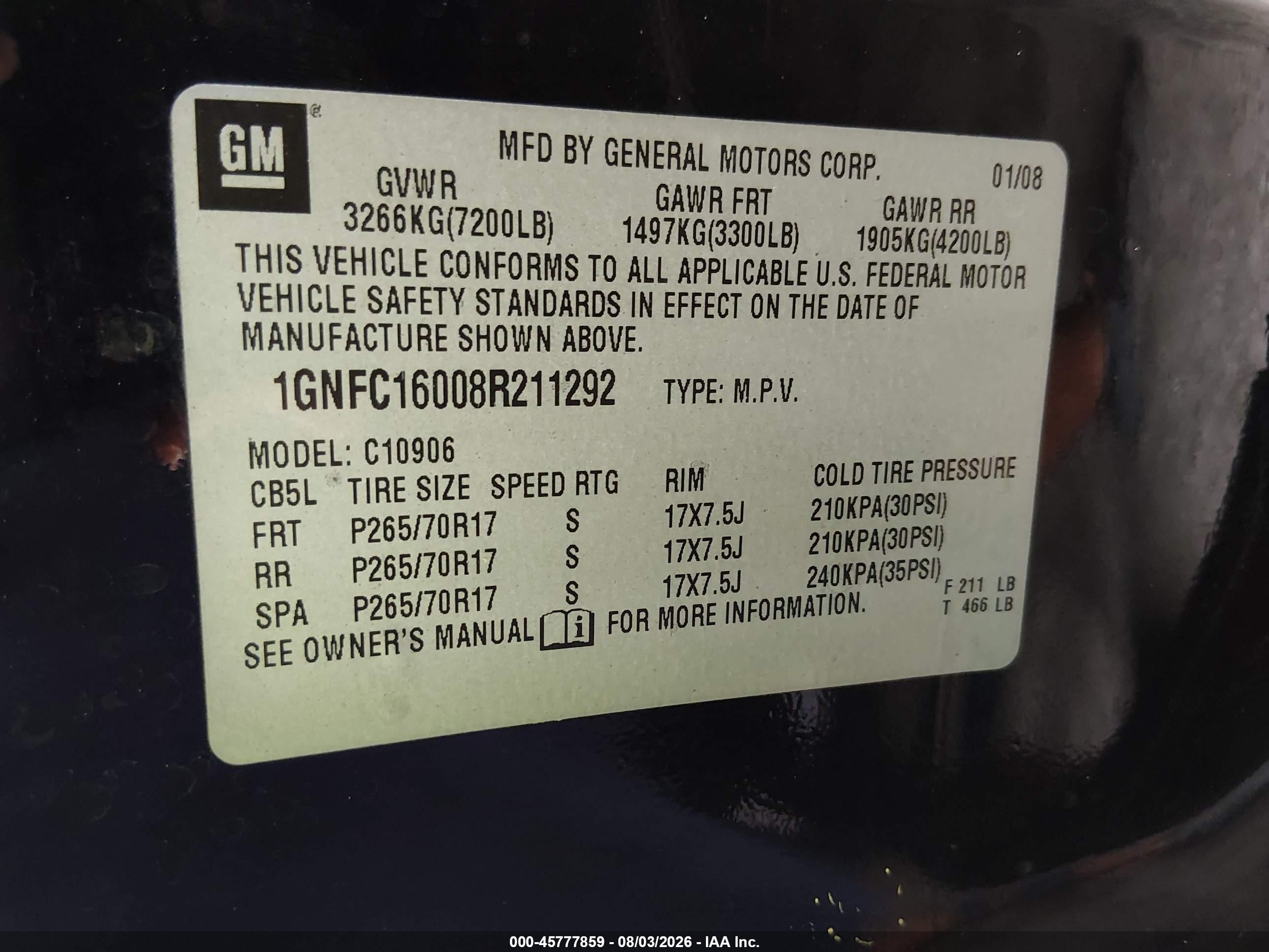 2008 Chevrolet Suburban 1500 Lt Черный vin: 1GNFC16008R211292