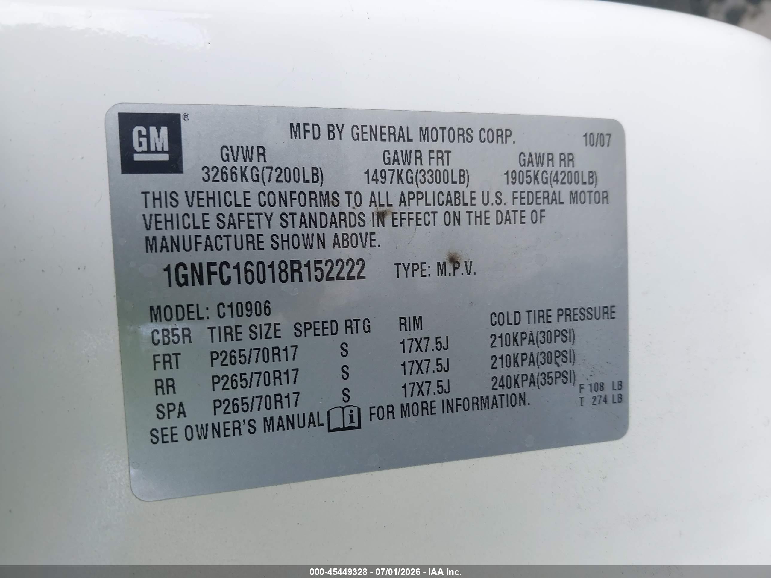 2008 Chevrolet Suburban 1500 Lt White vin: 1GNFC16018R152222