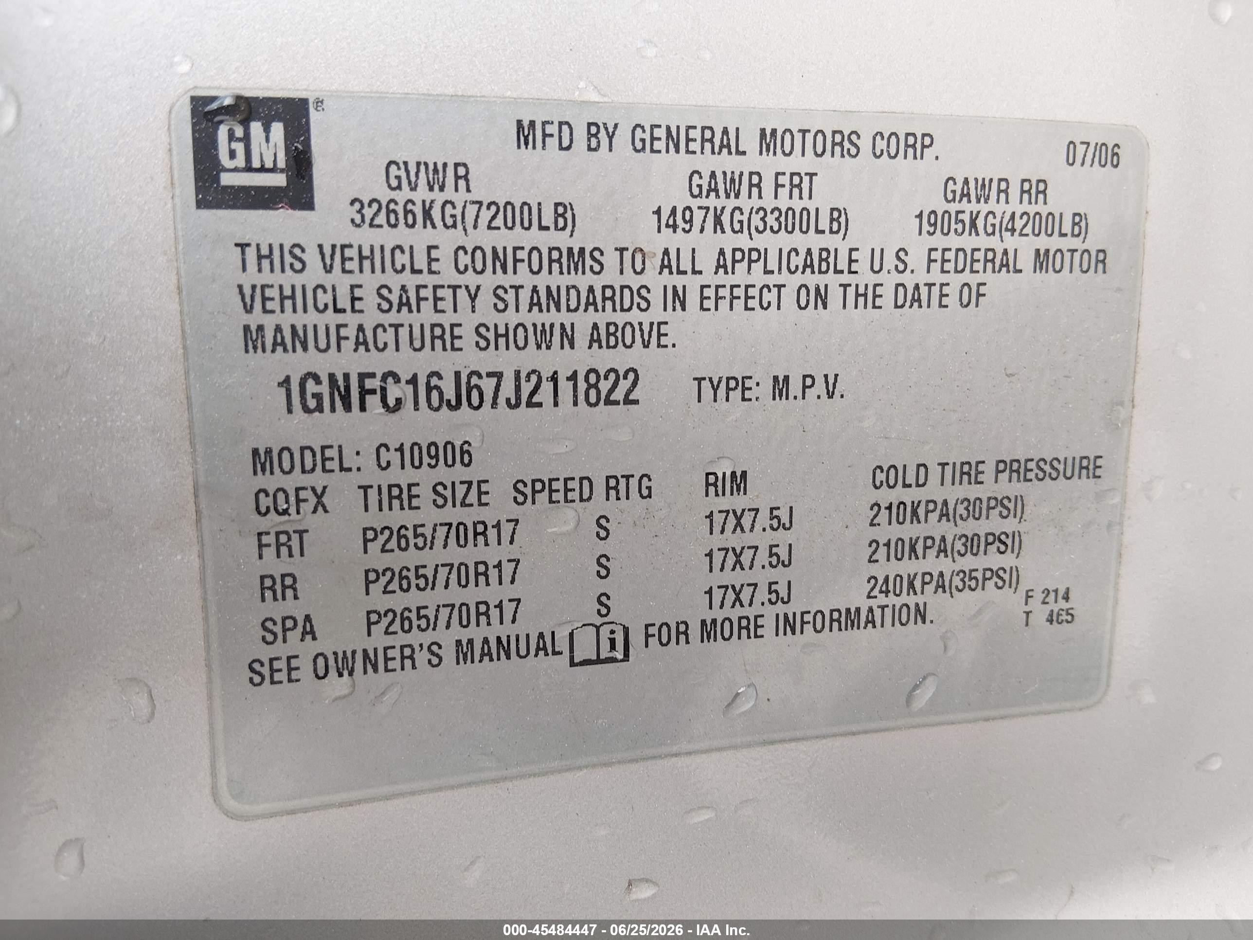 2007 Chevrolet Suburban Lt Gold vin: 1GNFC16J67J211822